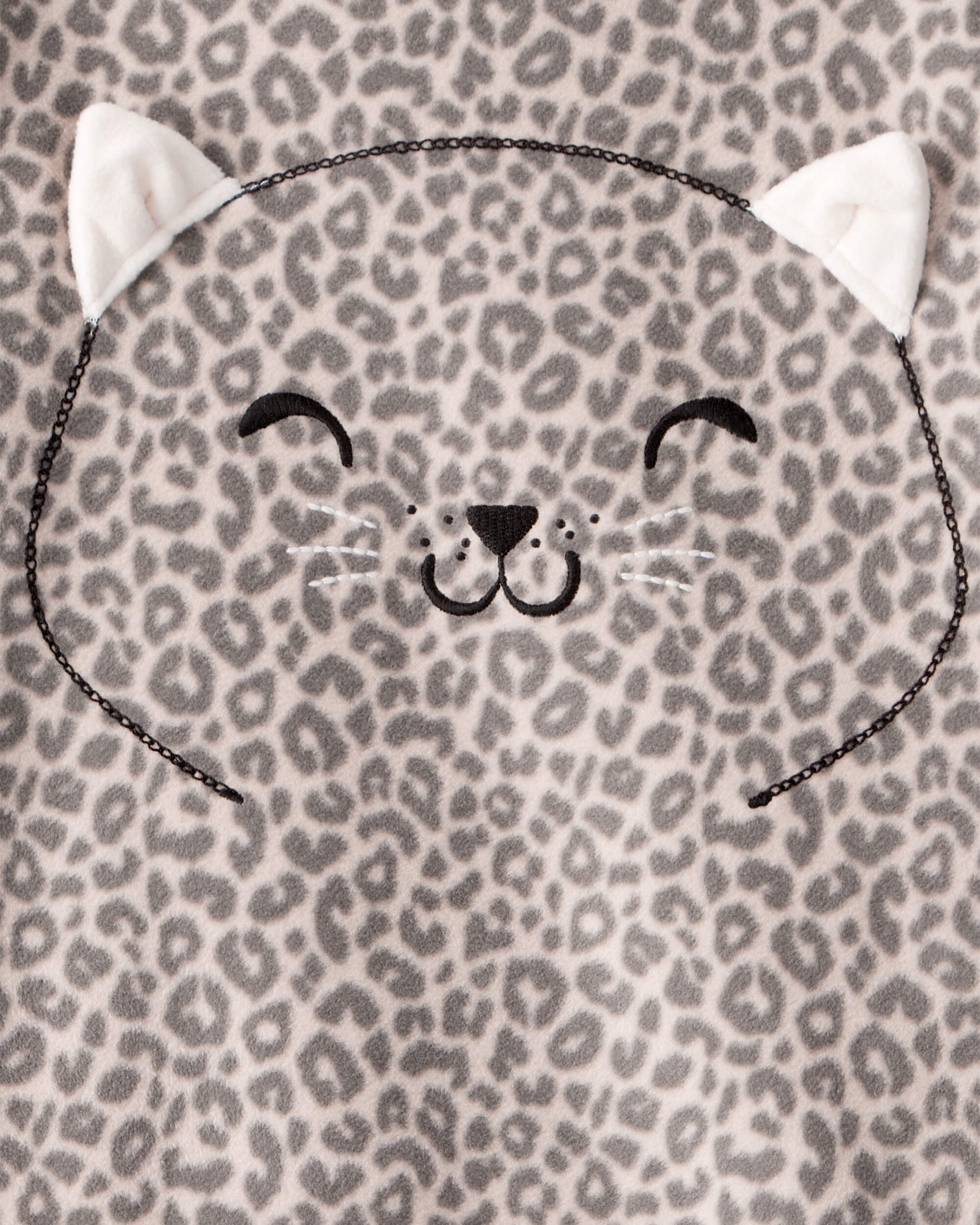 Girls Leopard Print Fleece Long-Sleeve Loose Fit Night Gown - Brown