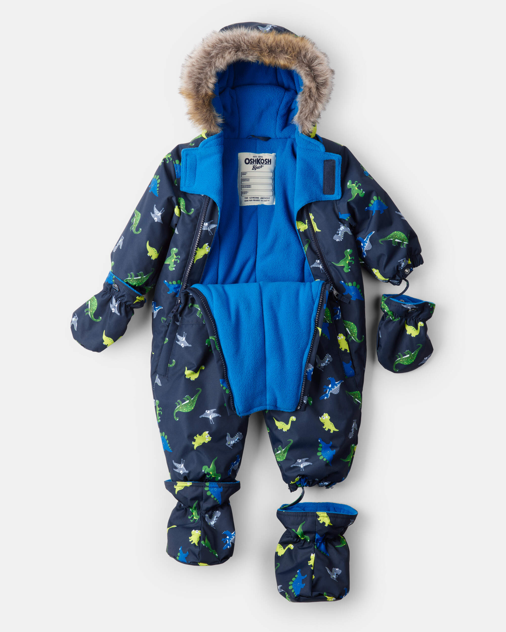 Baby Boy 1-PieceTaslan Dinosaur Print Snowsuit - Navy | Carter's