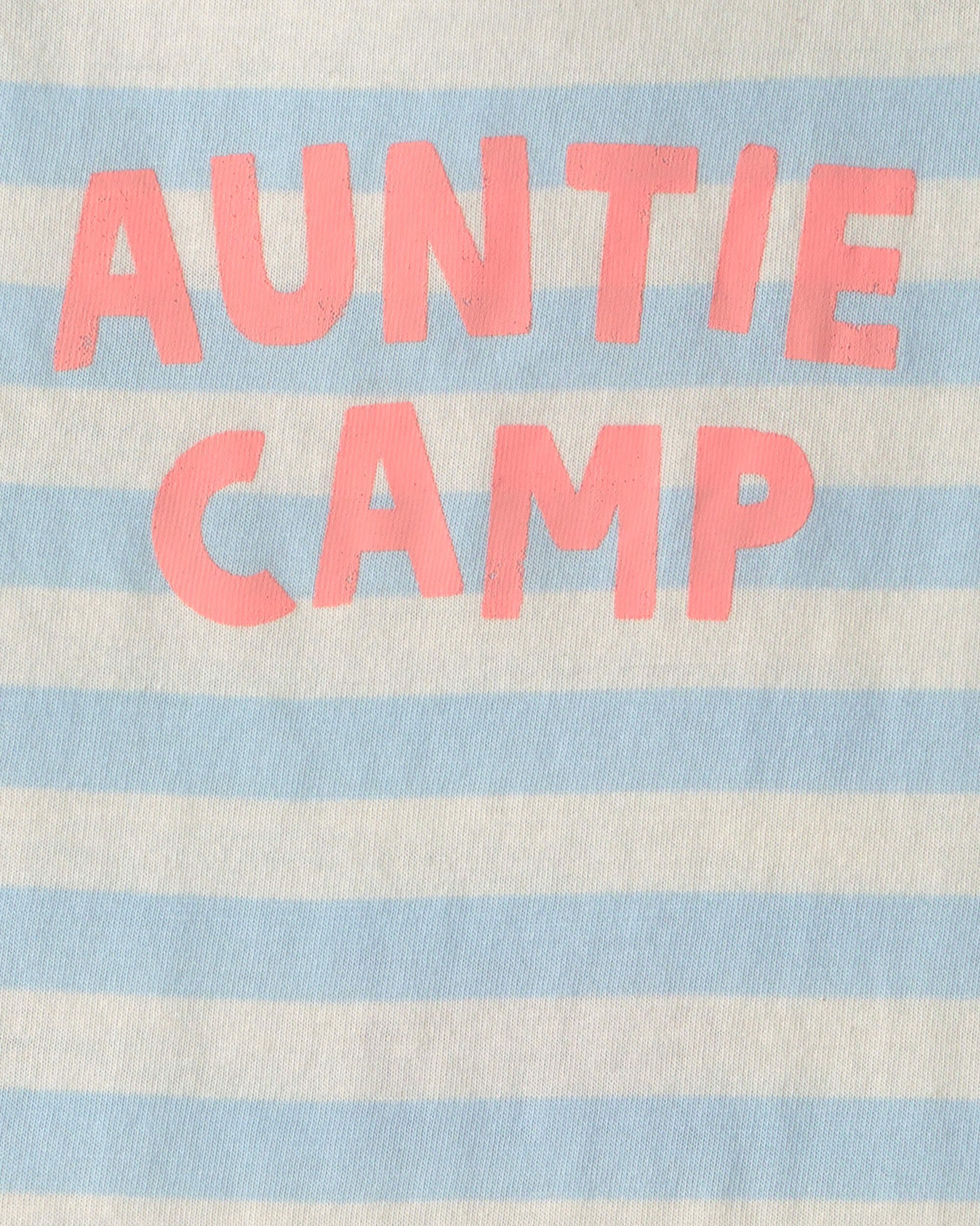 Baby 'Auntie Camp' Sleeveless Graphic Bodysuit - Blue/Ivory