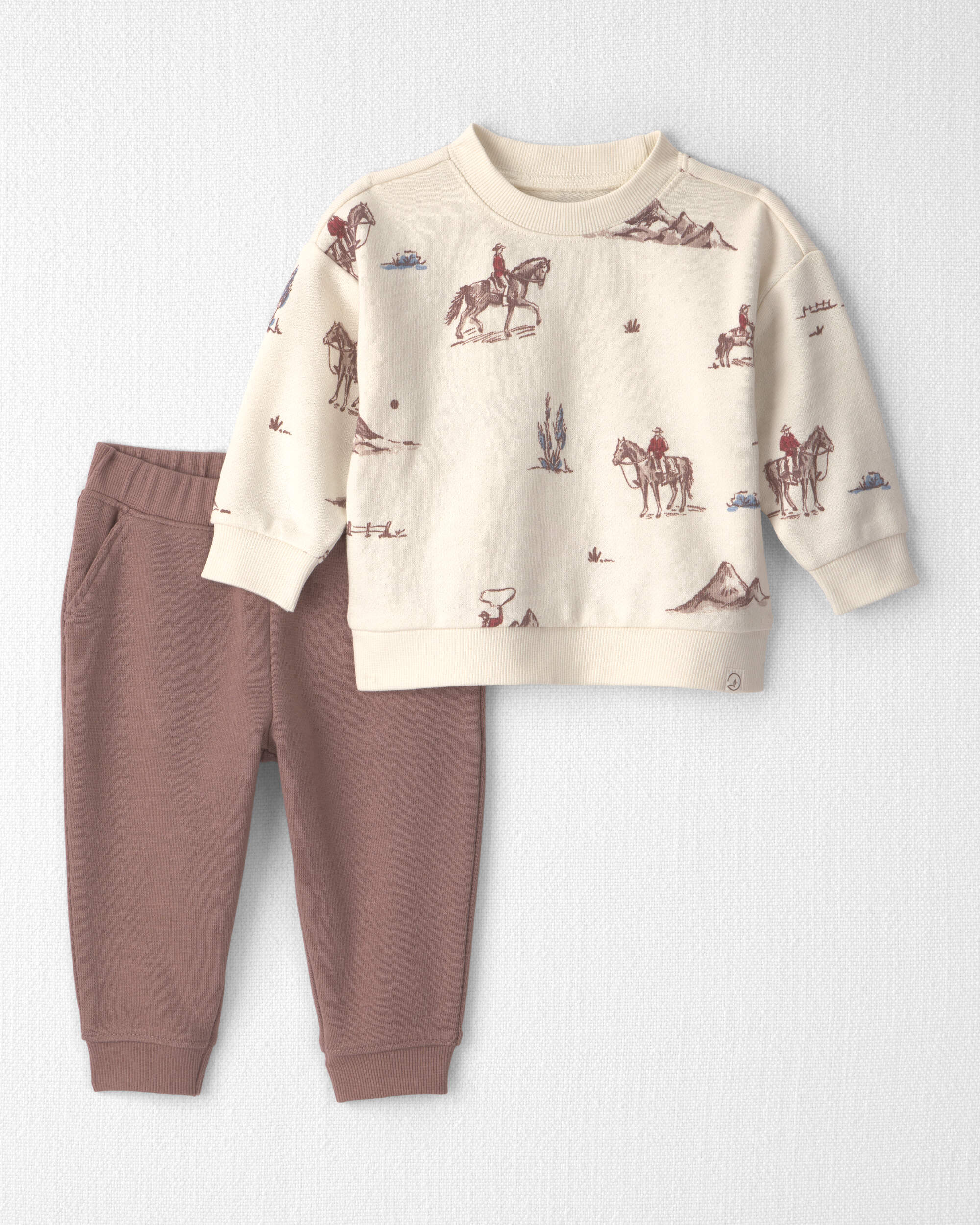 Baby 2-Piece Organic Cotton French Terry Pullover & Pant Set Western Rodeo