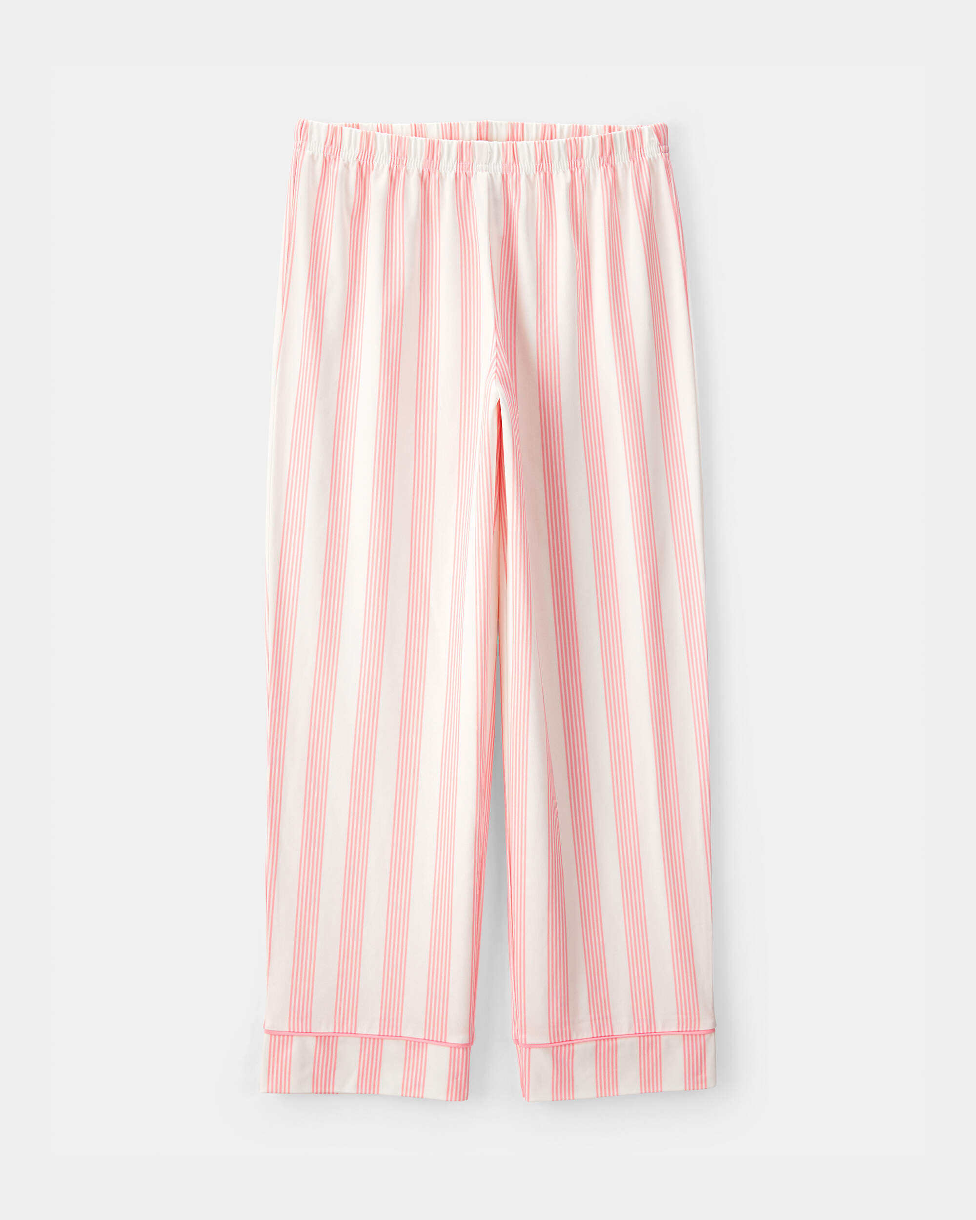 Girls Striped Loose Fit 2-Piece Pyjama Set - Pink/Ivory