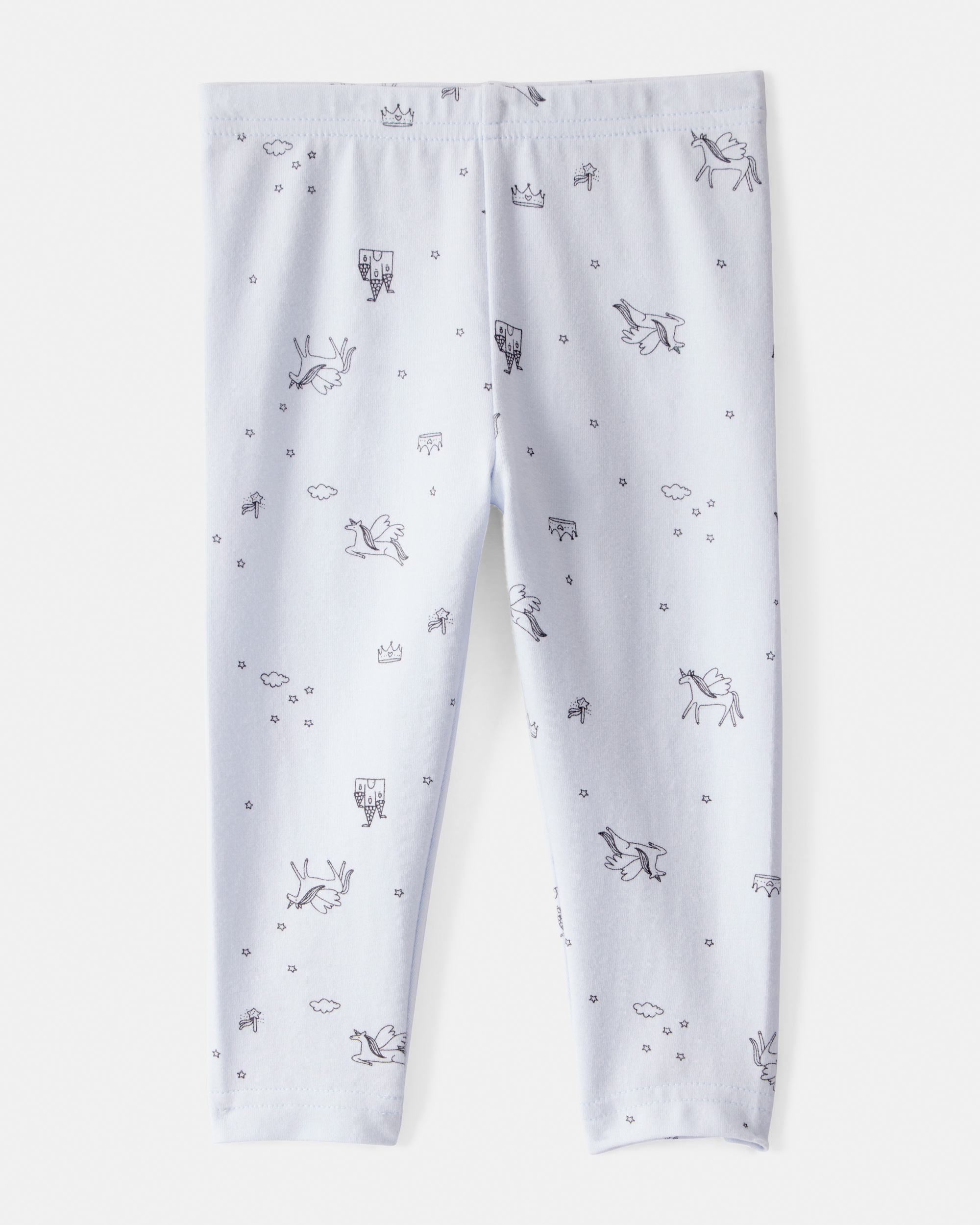 Baby Girl Printed Cotton Pull-On Stretch Leggings - Blue