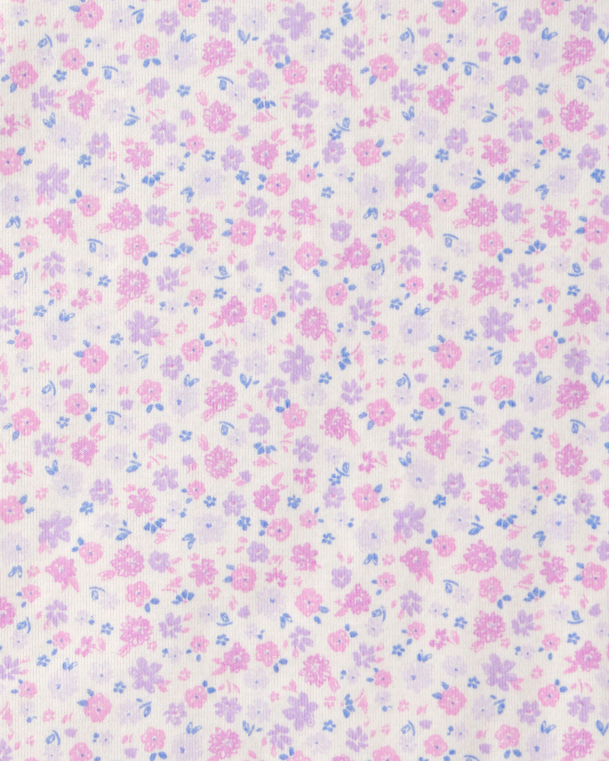 Girls Butterfly Floral 100% Cotton Short-Sleeve Snug Fit 4-Piece pyjama Set - Purple