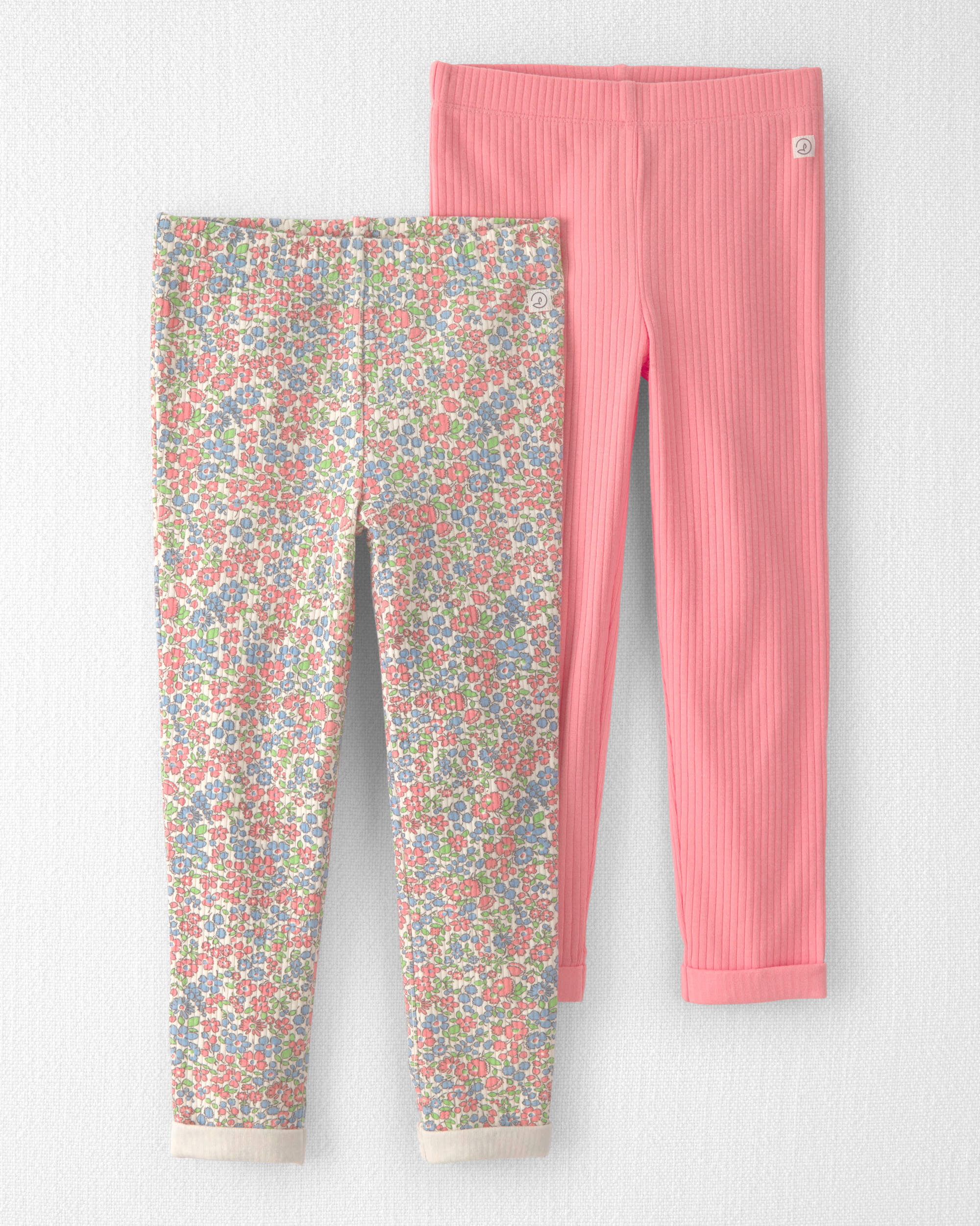 Toddler Girl 2-Pack Organic Cotton Rib Leggings