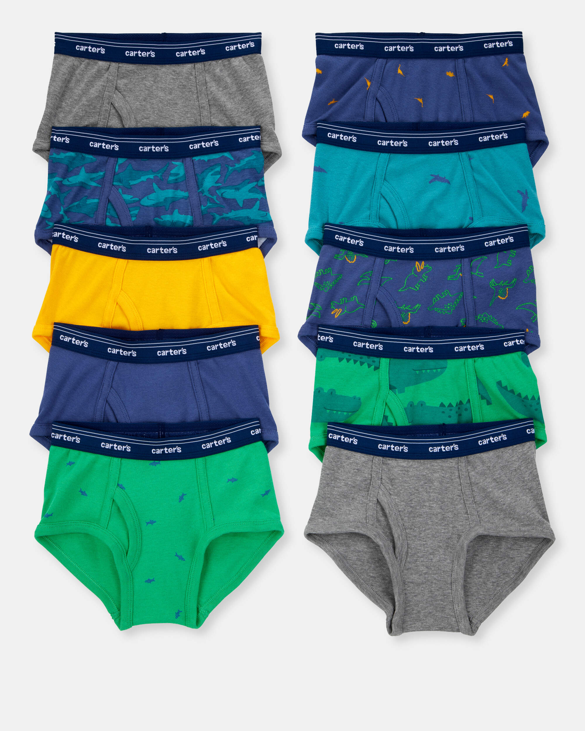 Boys 10-Pack Dinosaur Print Brief Underwear