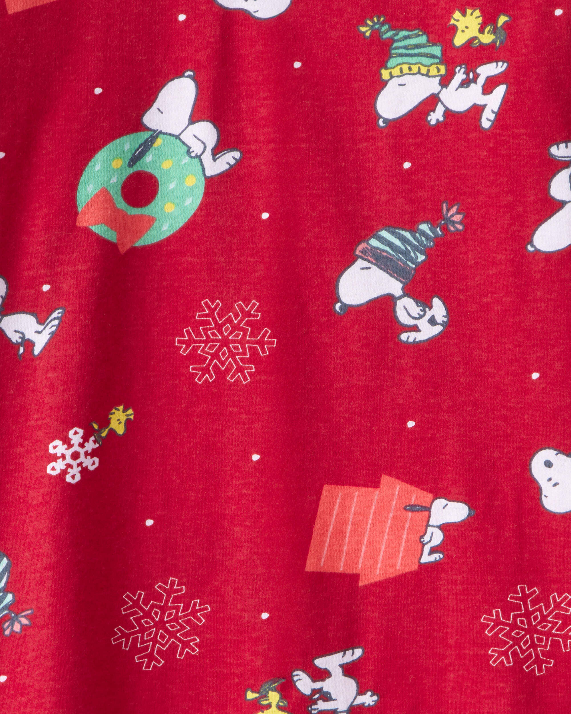 Boys Christmas Peanuts Snoopy Print Long-Sleeve Graphic Tee - Red