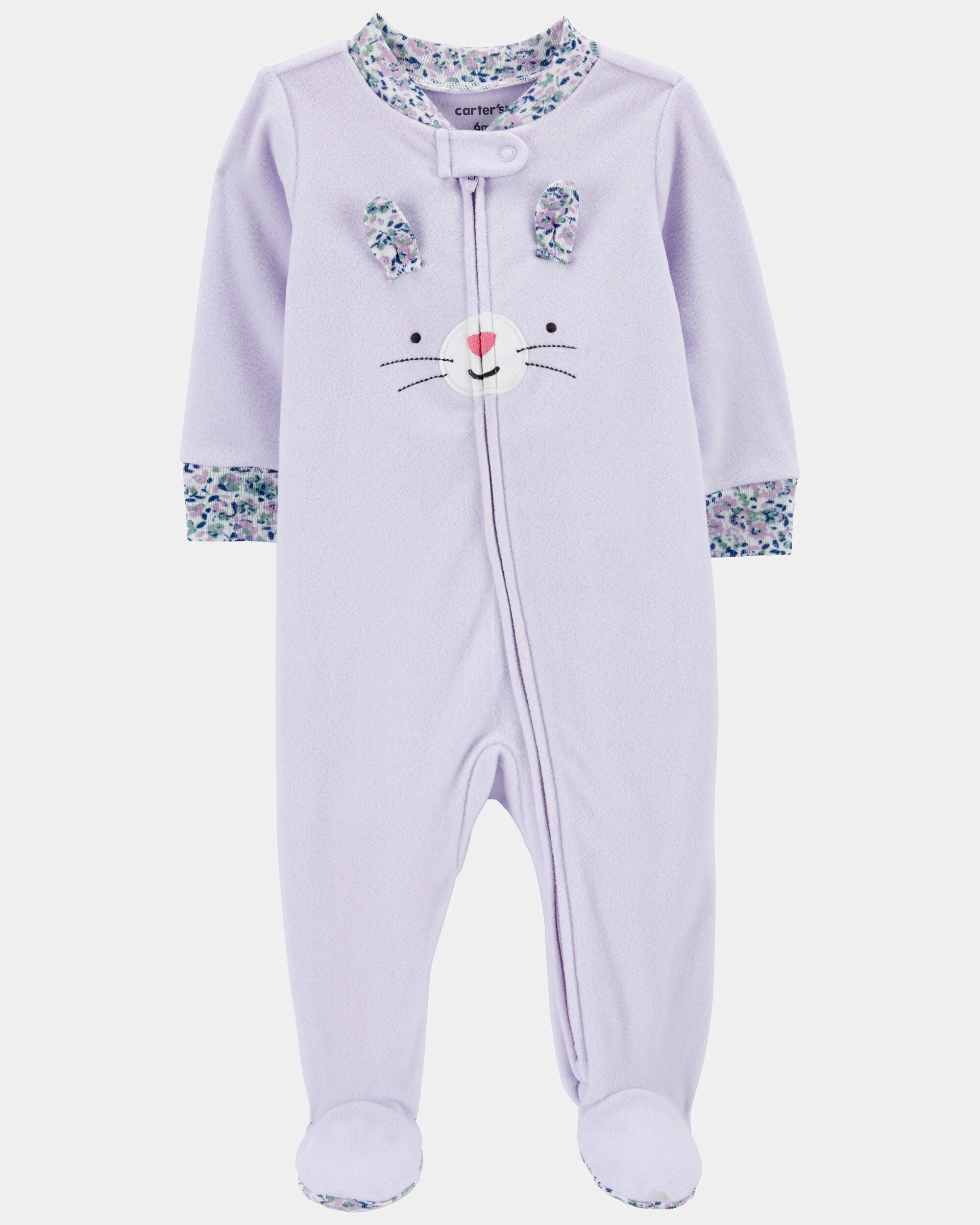 Baby Girl Bunny Loose Fit Long-Sleeve Sleeper - Purple