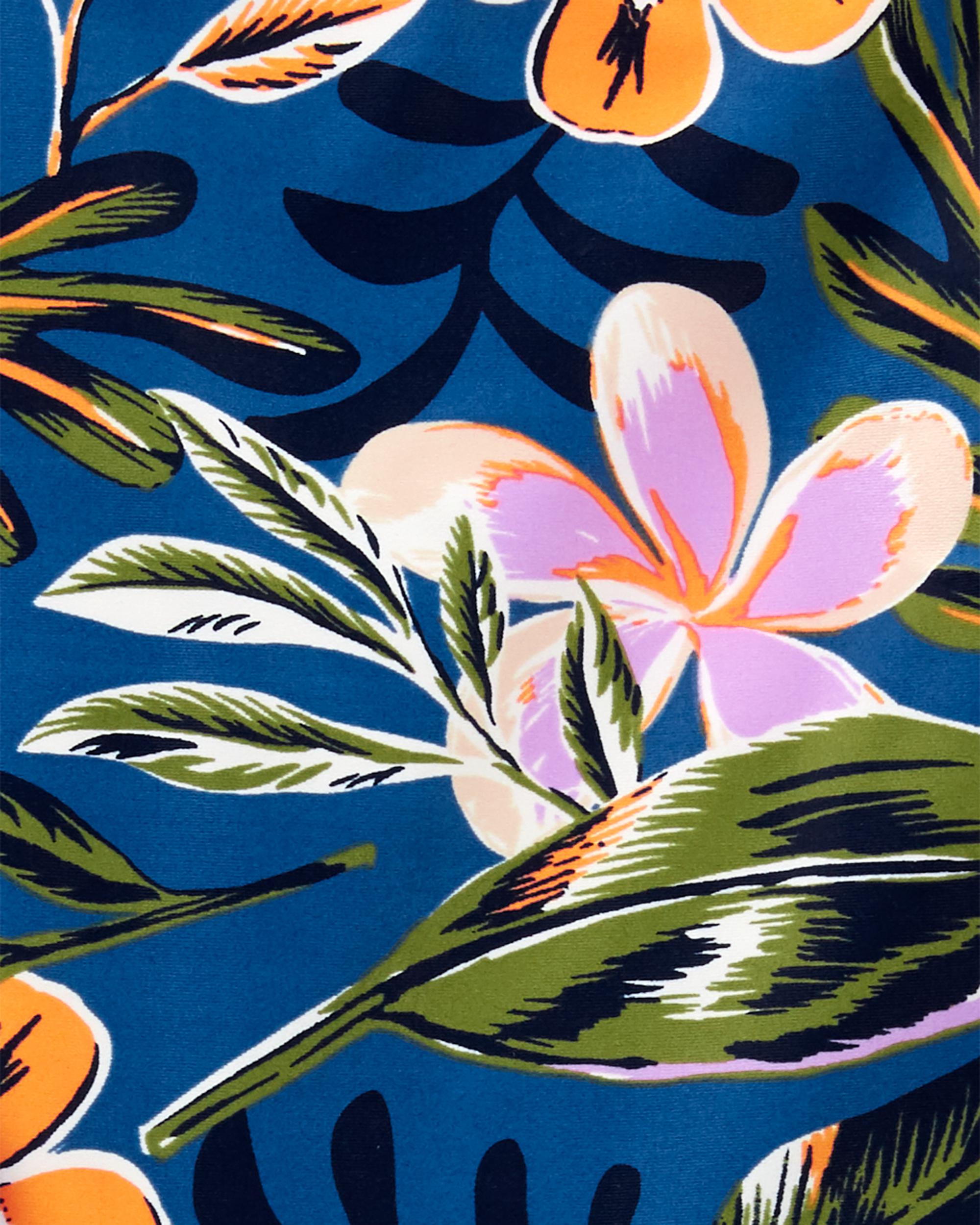 Floral Print Cut-Out Swimsuit, , hi-res