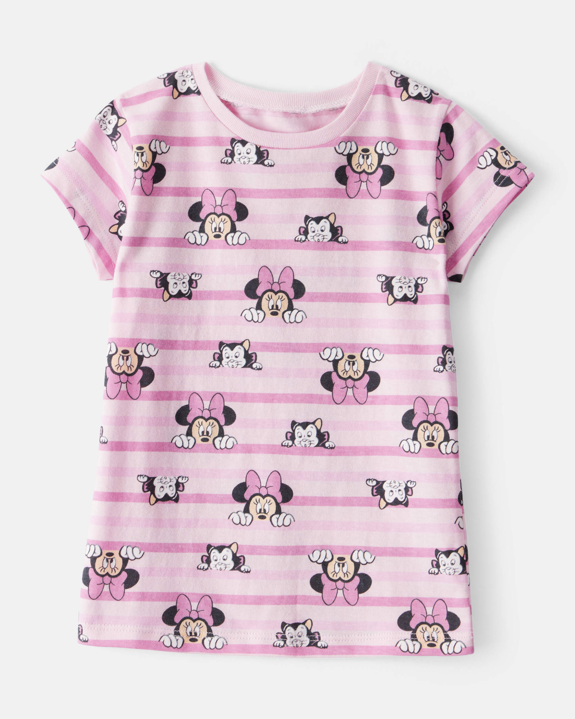 Toddler Girl Striped Minnie Short Sleeve Graphic Tee - Pink
