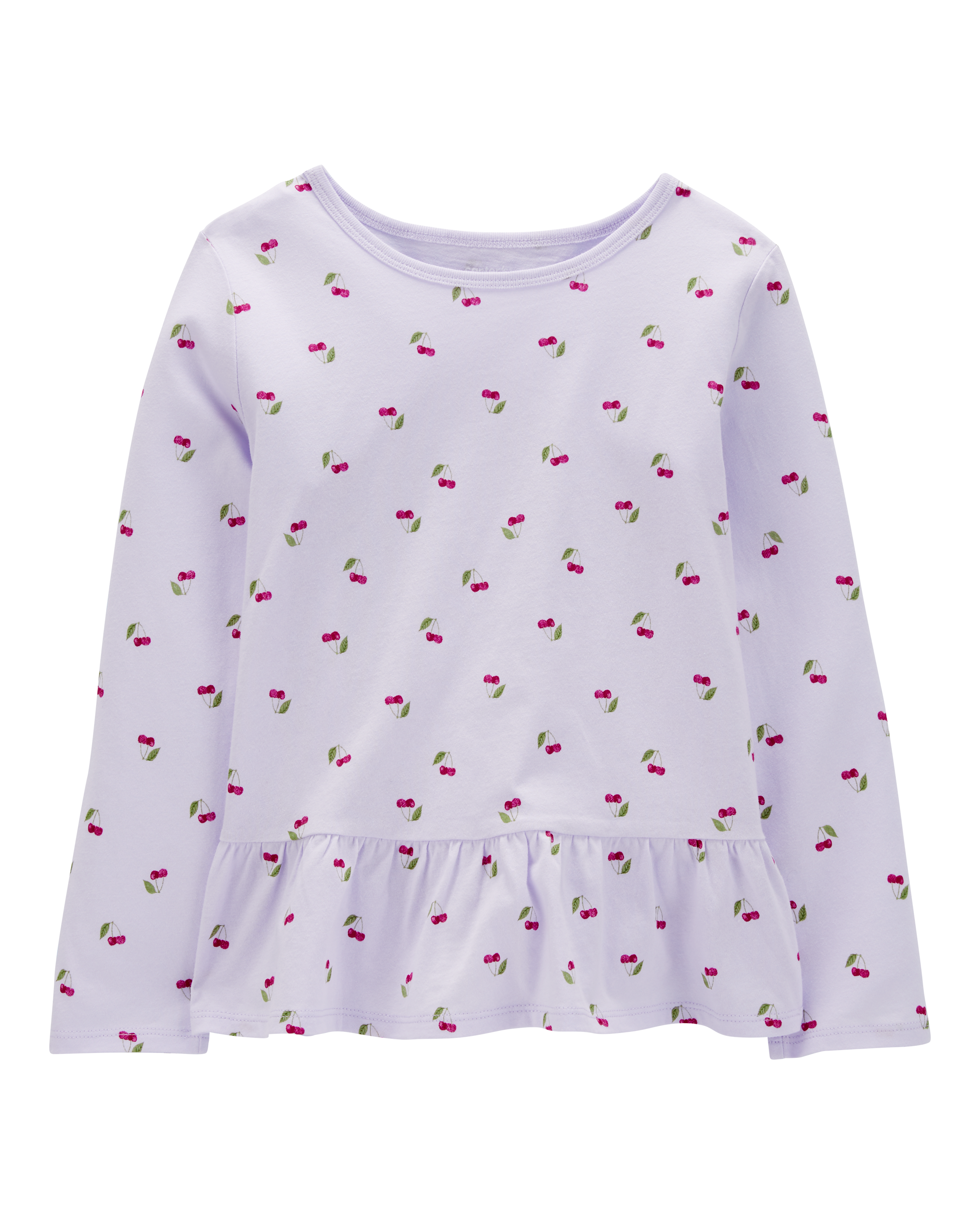 Kid Cherry Print Peplum Top