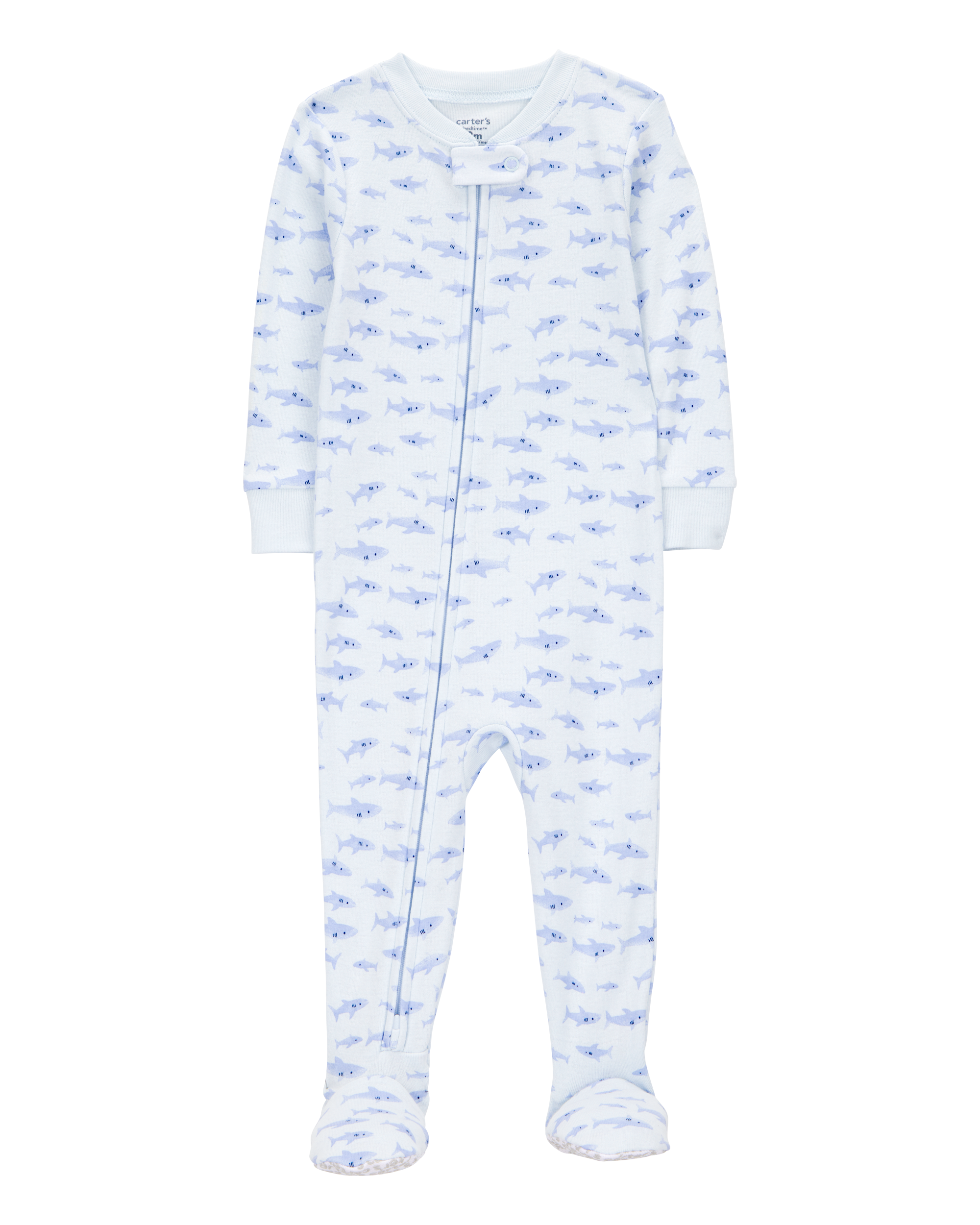 Baby 1-Piece Shark Print 100% Snug Fit Cotton Footie Pyjamas