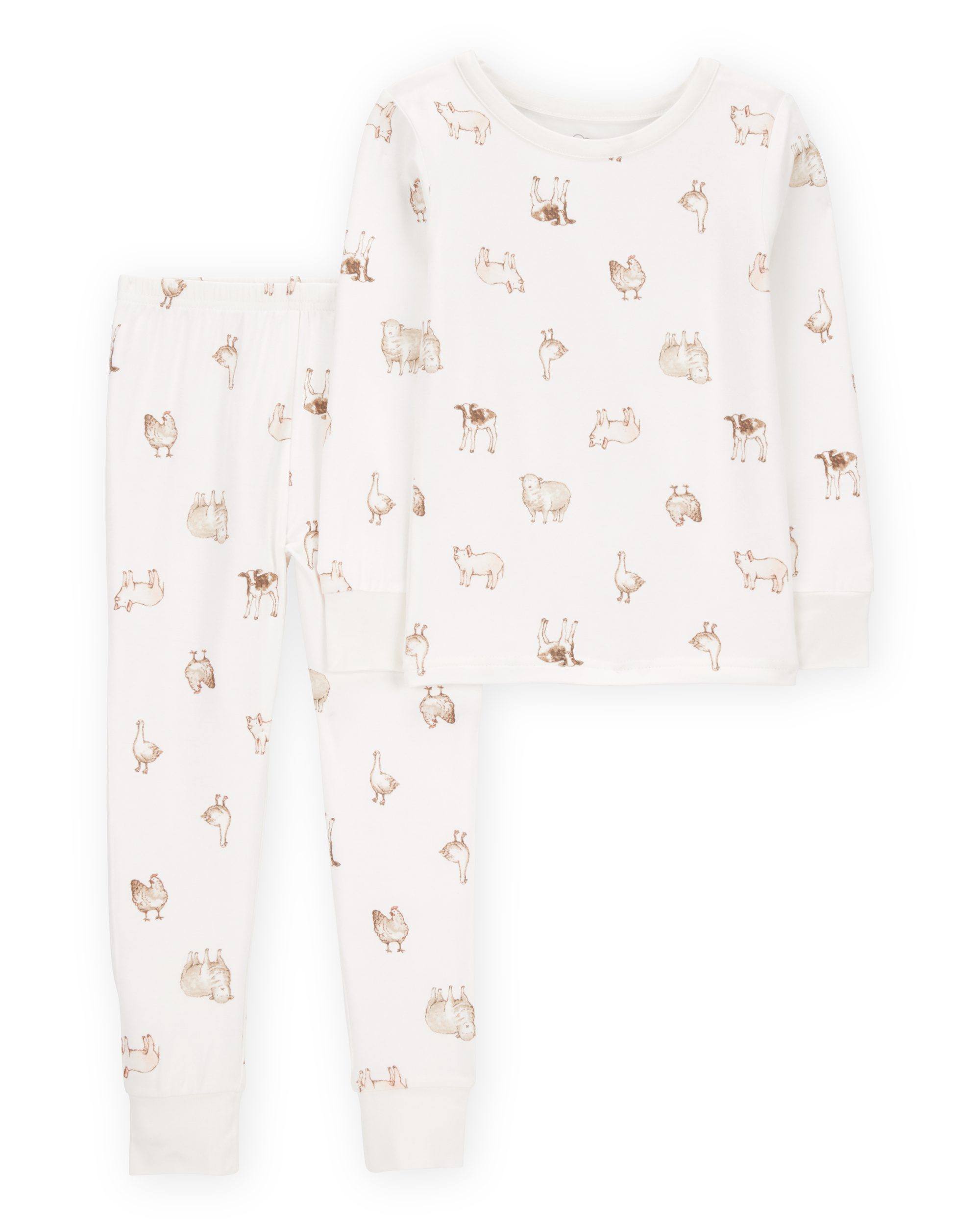 Toddler Farm Animals Print PurelySoft 2-Piece Pyjamas - Ivory