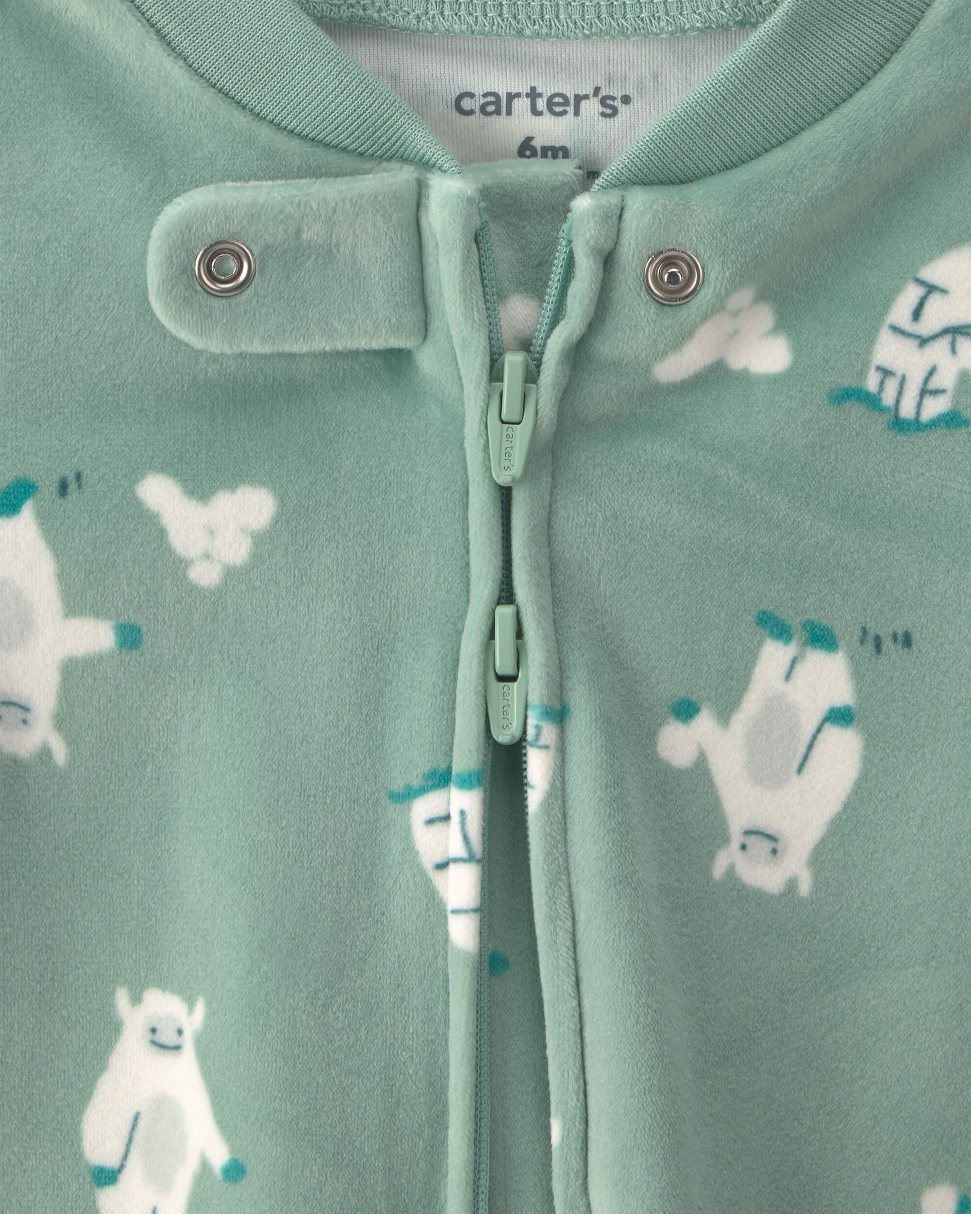 Baby Boy Yeti Fleece 2-Way Zip Sleep & Play Pyjamas - Green