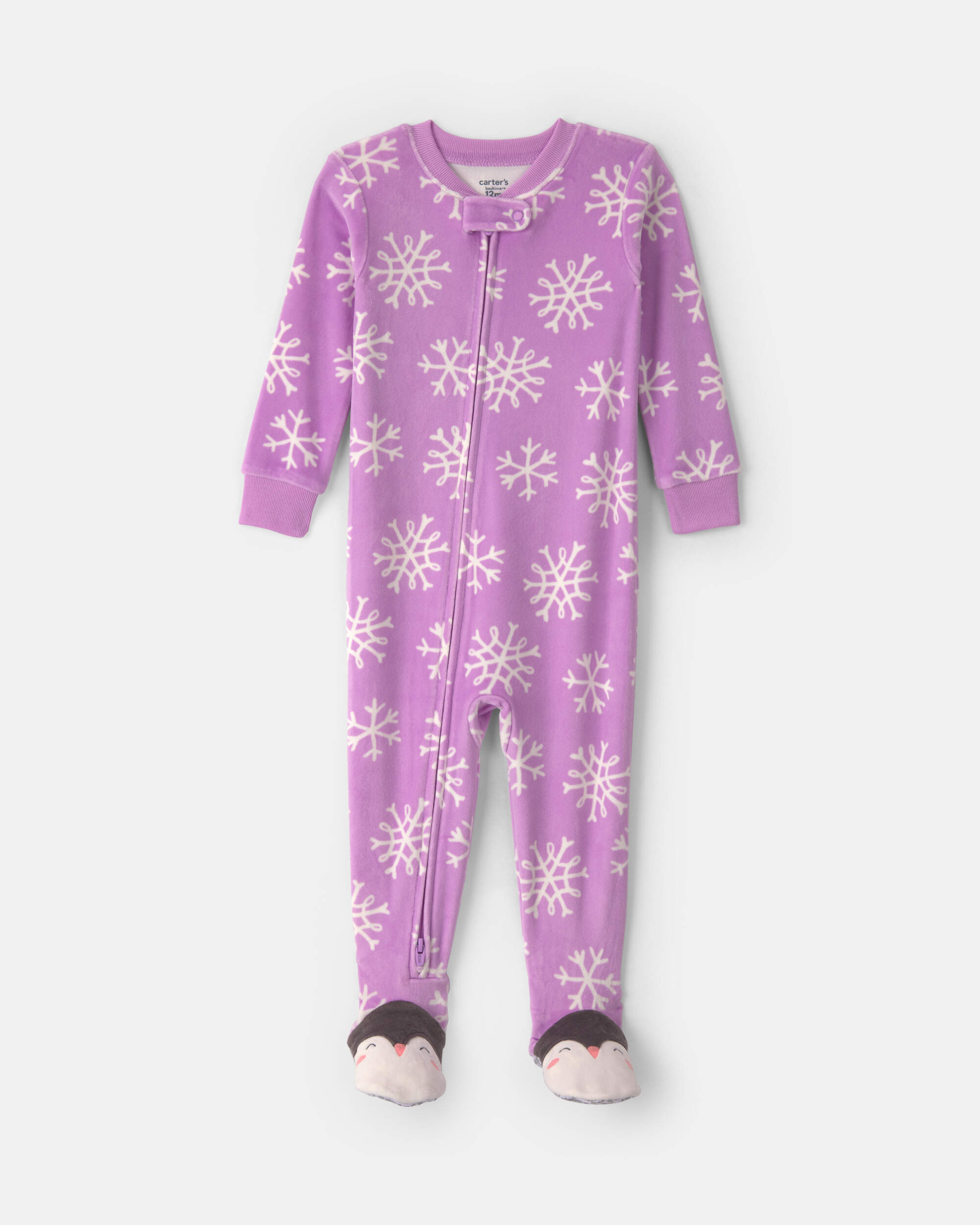 Toddler Girl 1-Piece Penguin DreamPlush Snug Fit Footed Pyjama - Purple