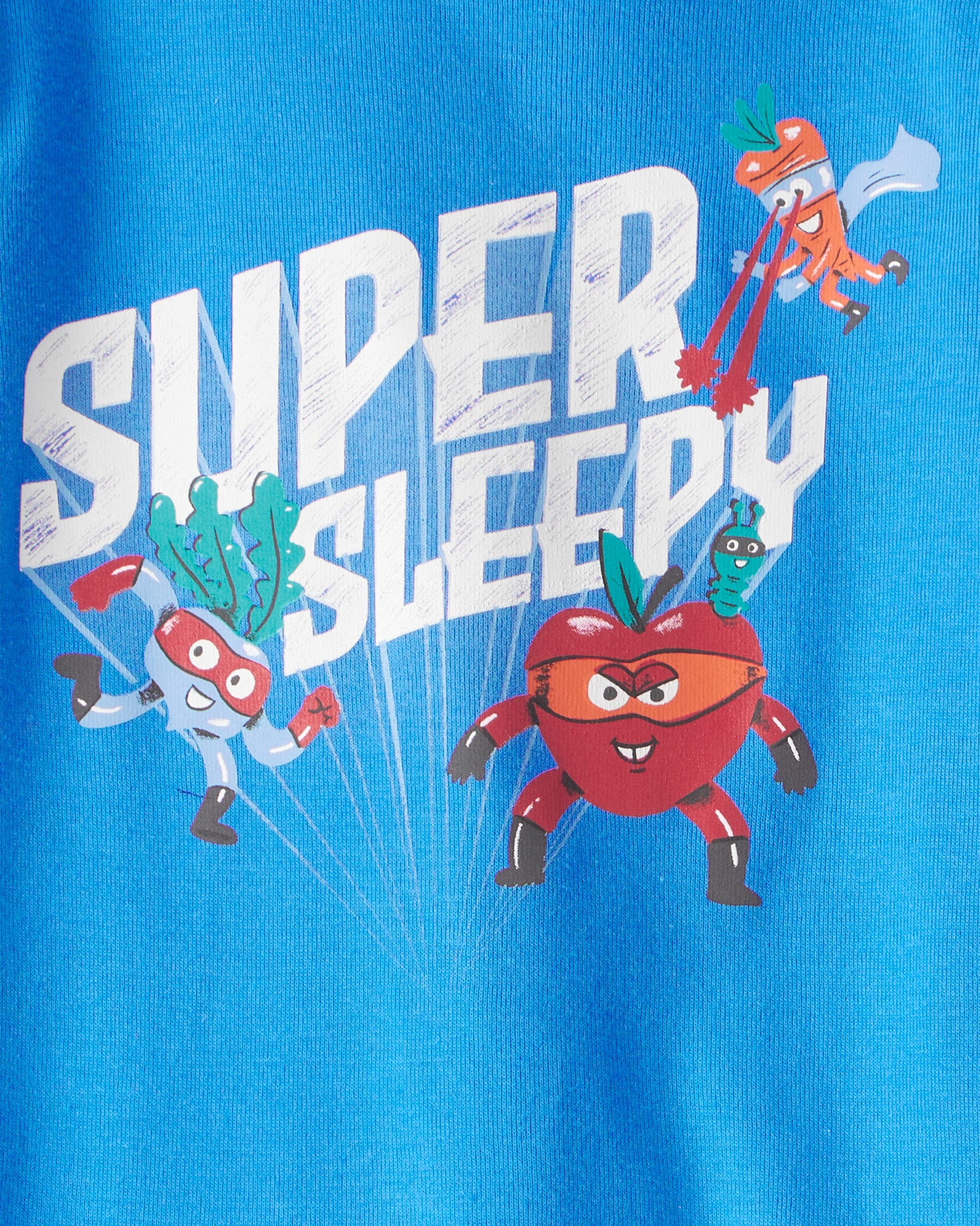 Toddler Boy Veggies 100% Cotton Loose Fit 4-Piece Pyjamas - Blue/White