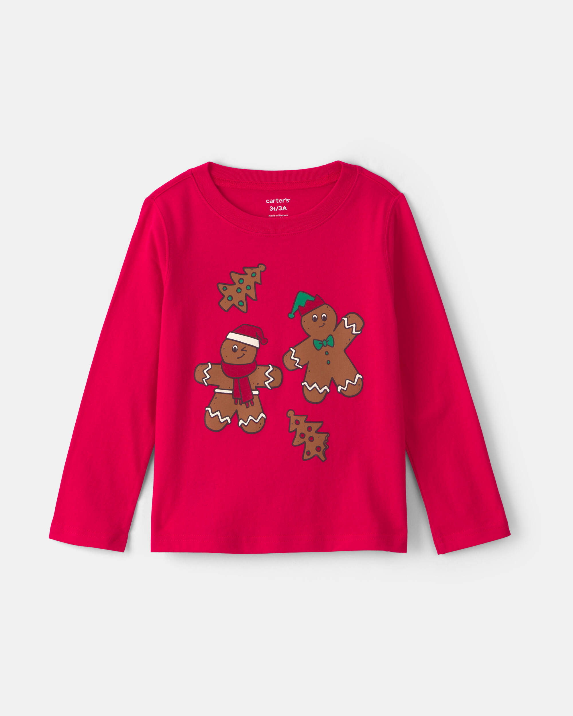 Toddler Boy Ginger Bread Christmas Long-Sleeve Graphic Tee - Red