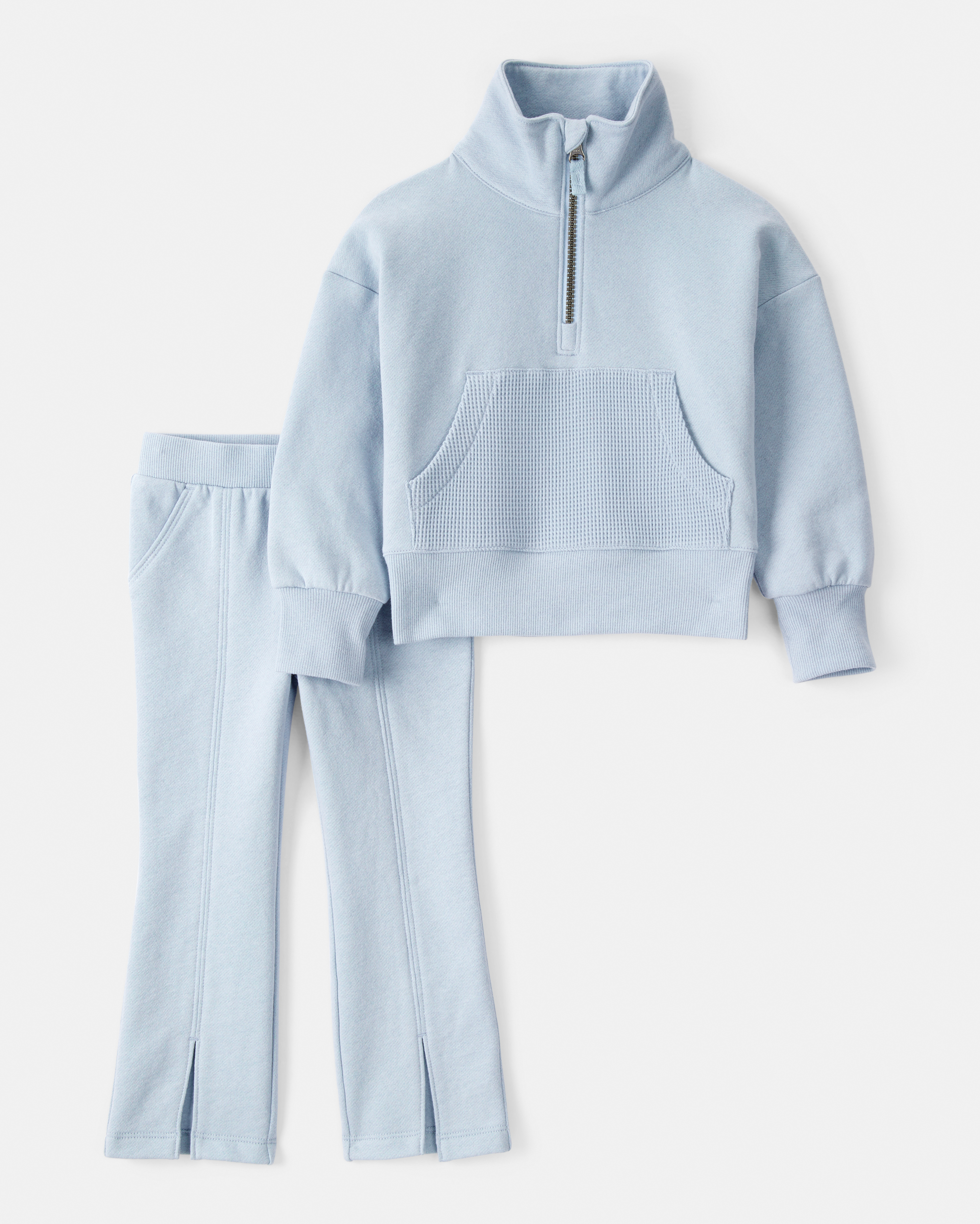 Toddler Girl 2-Piece Quarter Zip Pullover & Pant Set - Blue