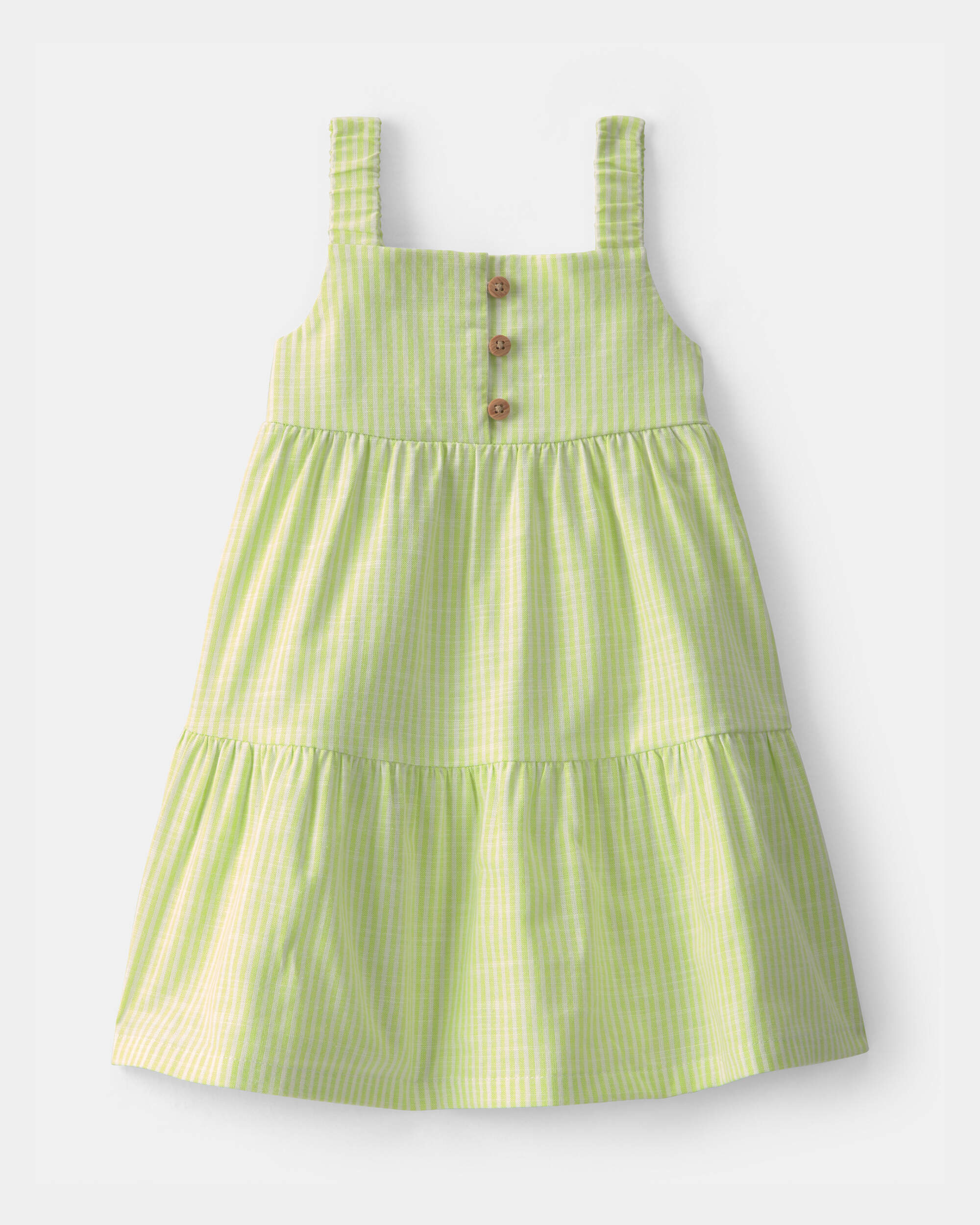Baby Girl Striped Tiered Dress - Green