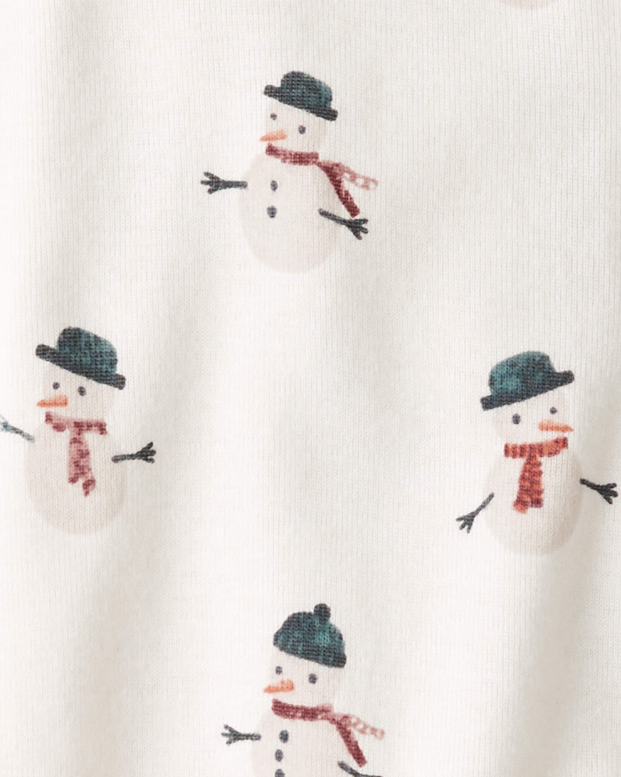 Baby Organic Cotton Sleep & Play Pyjamas Snowman Print