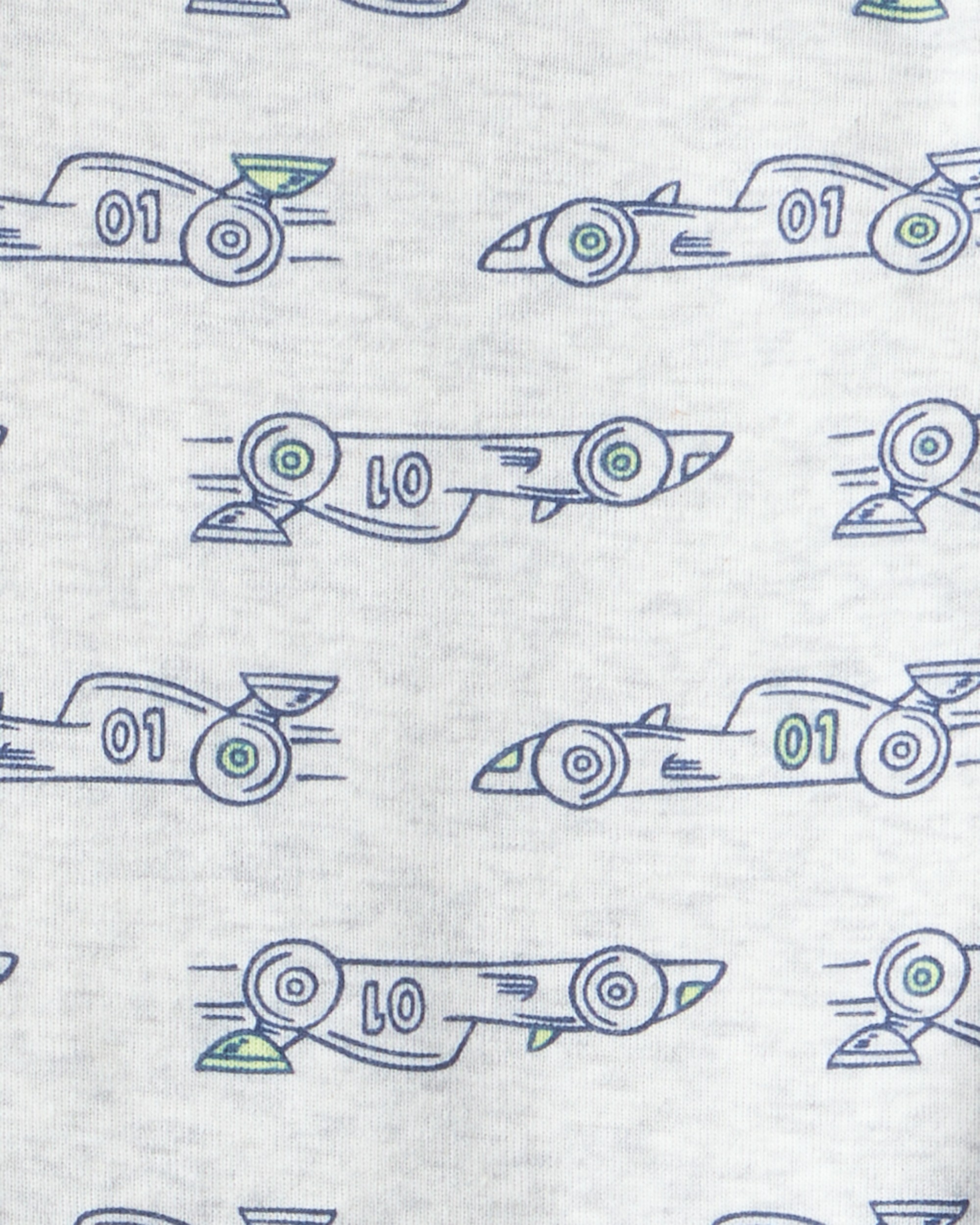 Baby Boy 3-Piece Race Car Quilted Vest Outfit Set - Blue