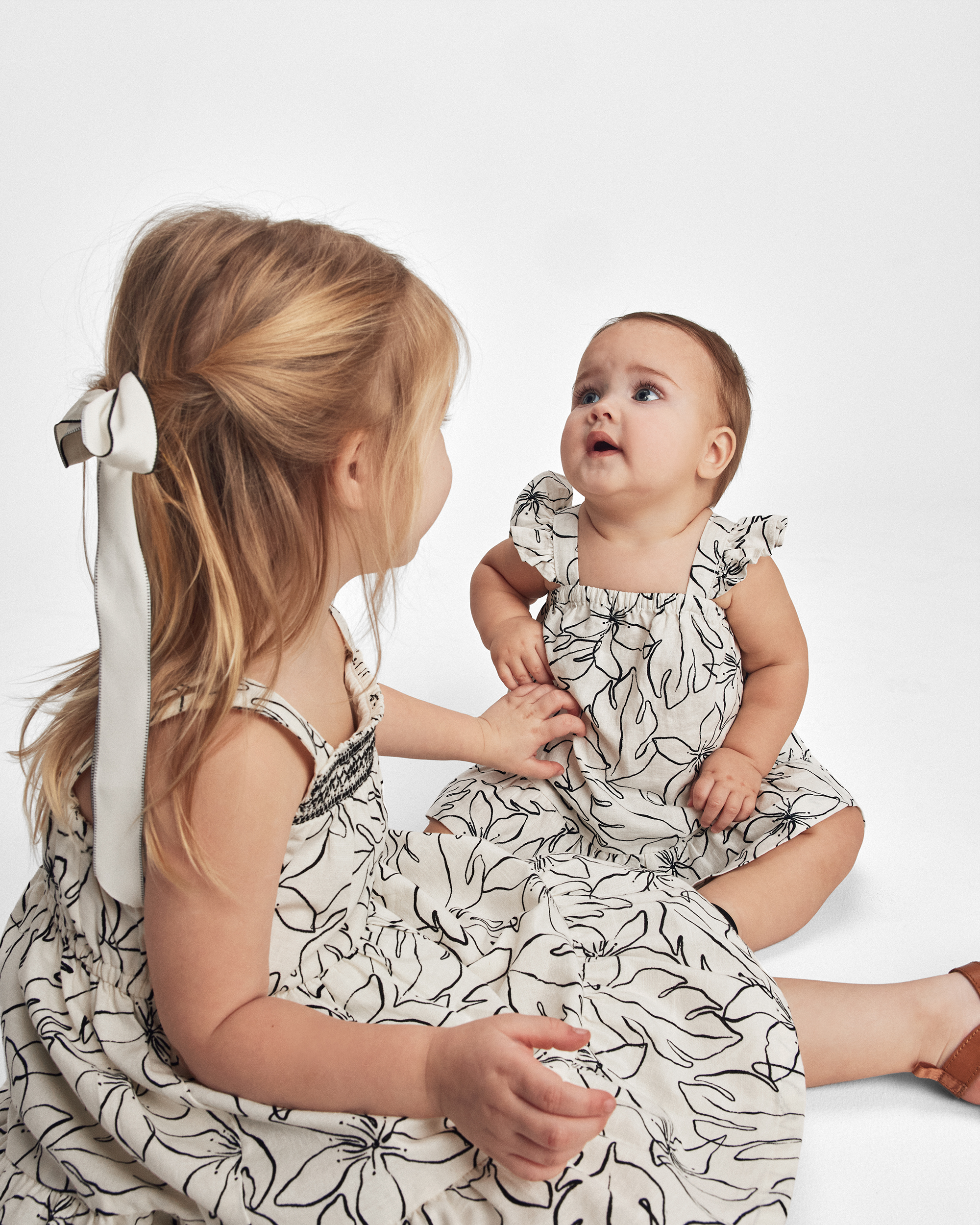 Baby Girl Floral Dress - Black/Ivory