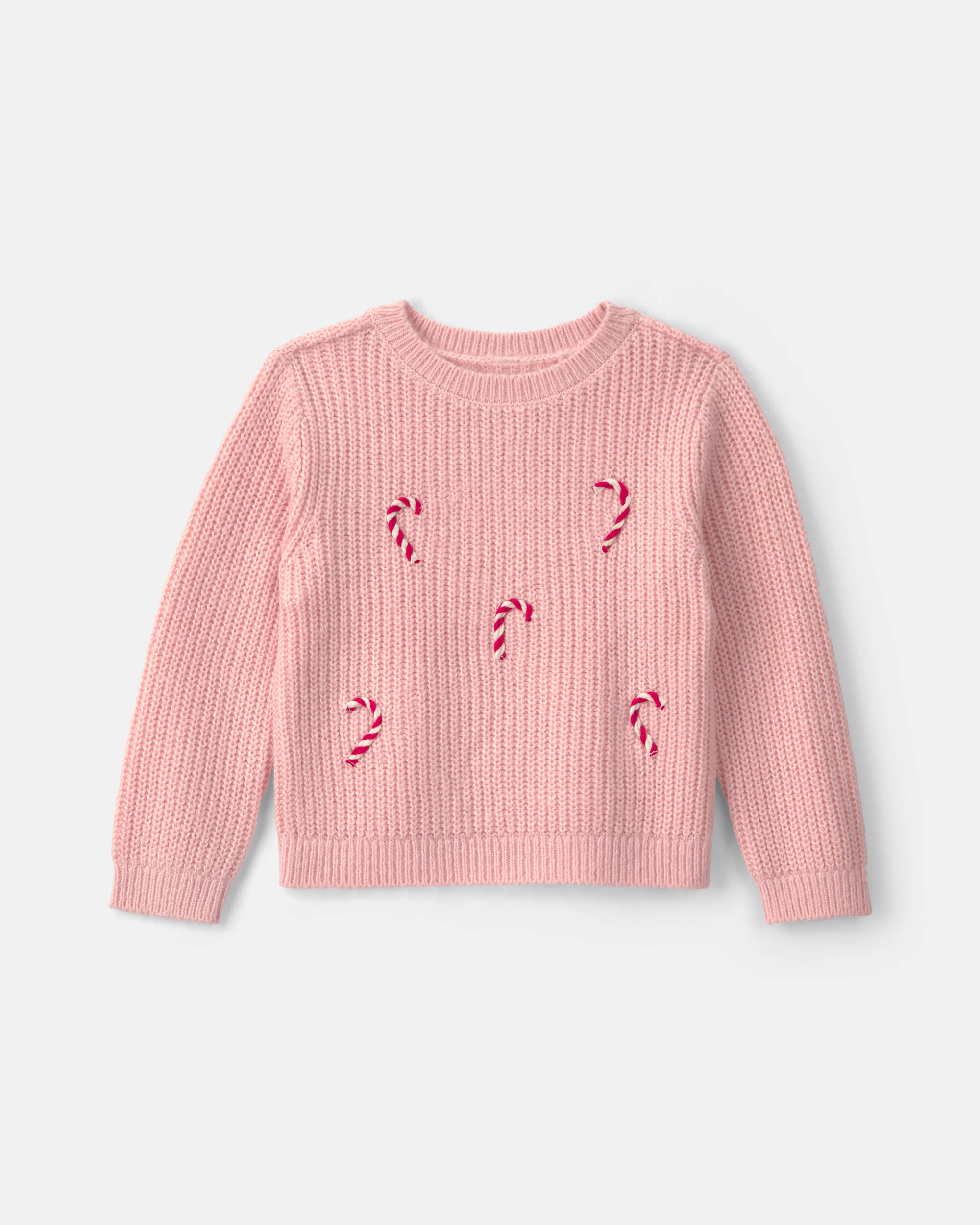 Toddler Girl Candy Cane Sweater - Pink