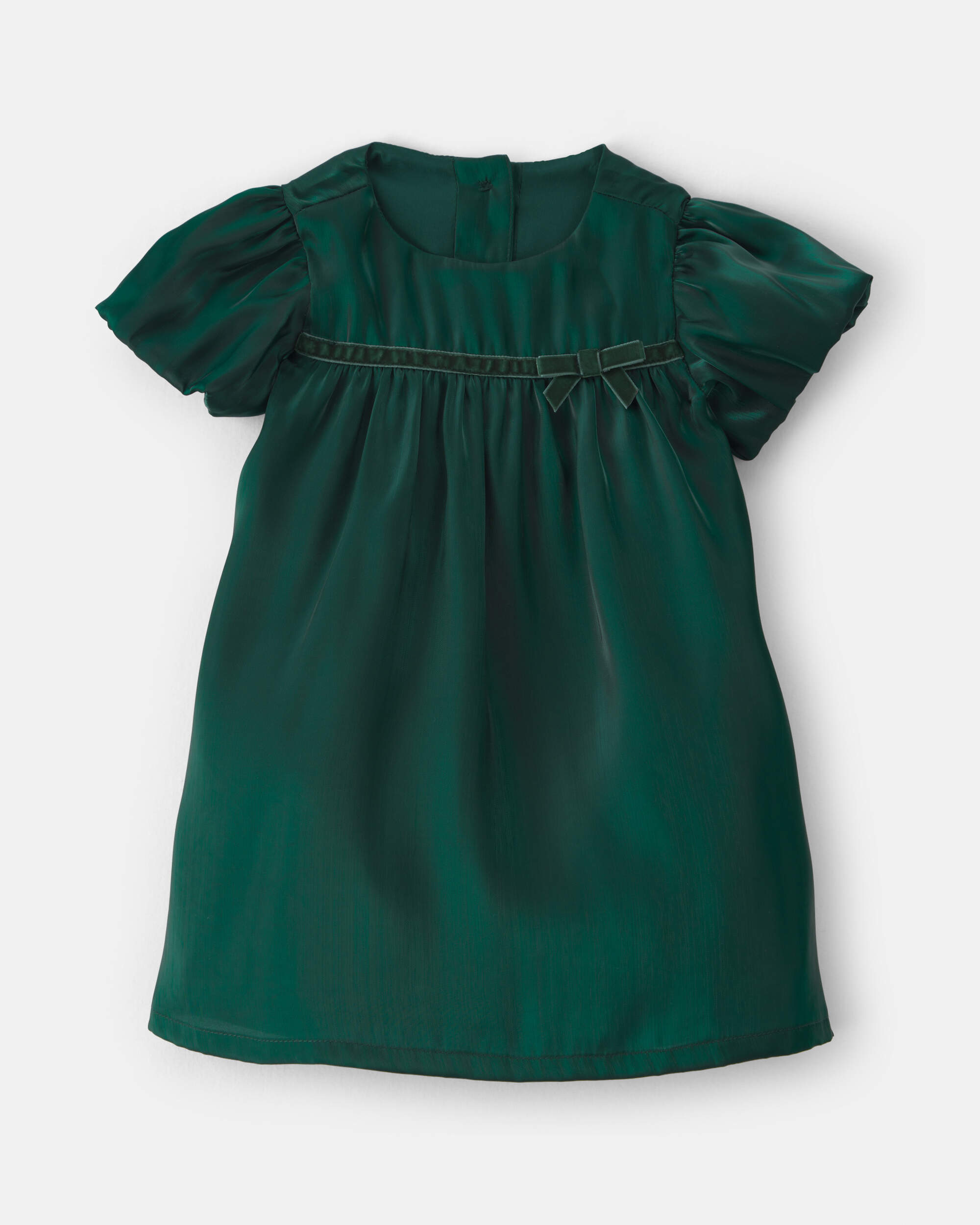 Baby Girl Poplin Short-Sleeve Dress - Green