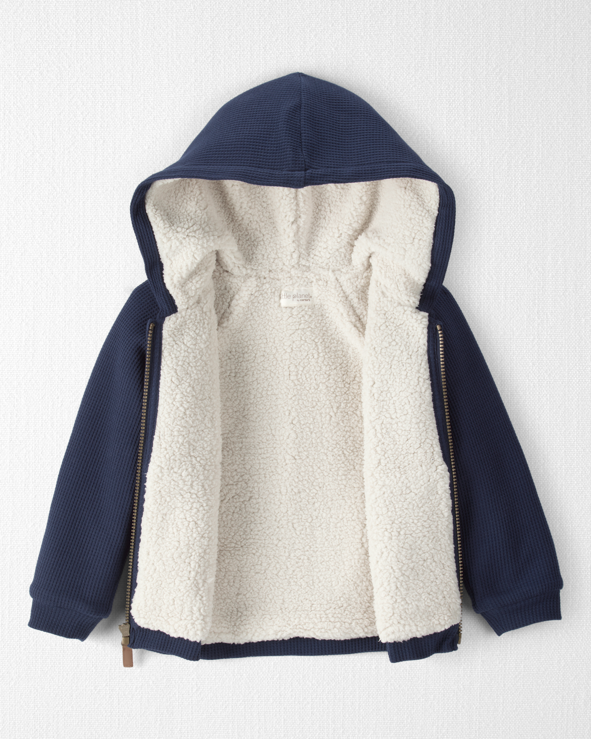 Toddler Boy Waffle Knit Hooded Jacket Made with Organic Cotton