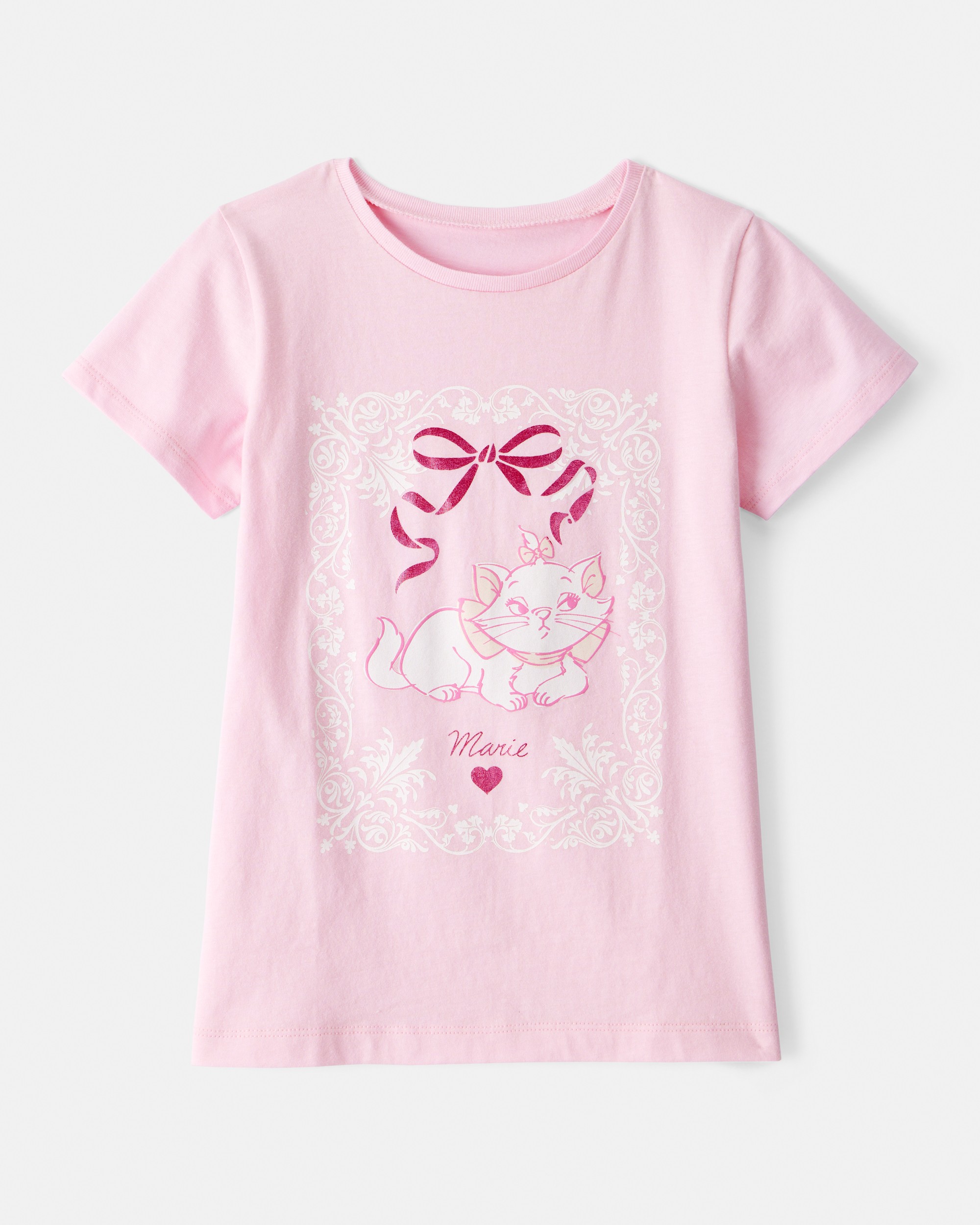 Girls Marie Cat Short-Sleeve Graphic Tee - Pink