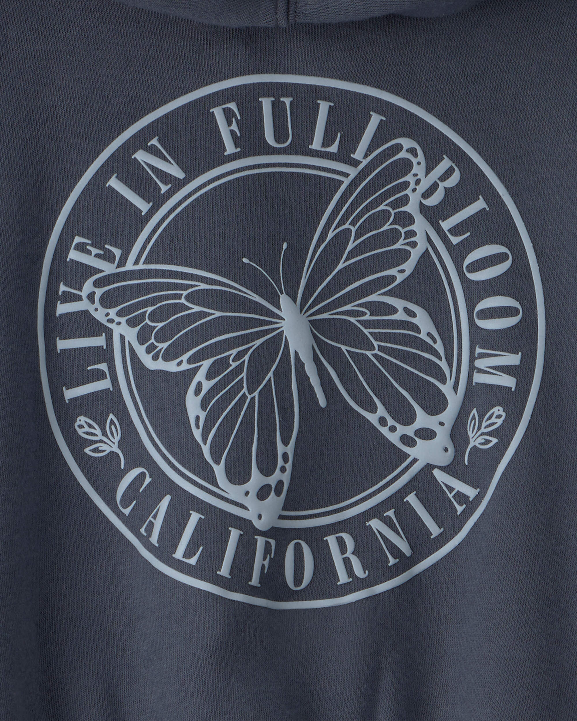 Girls 'Butterfly' Fleece Zip-Up Hoodie - Navy Blue