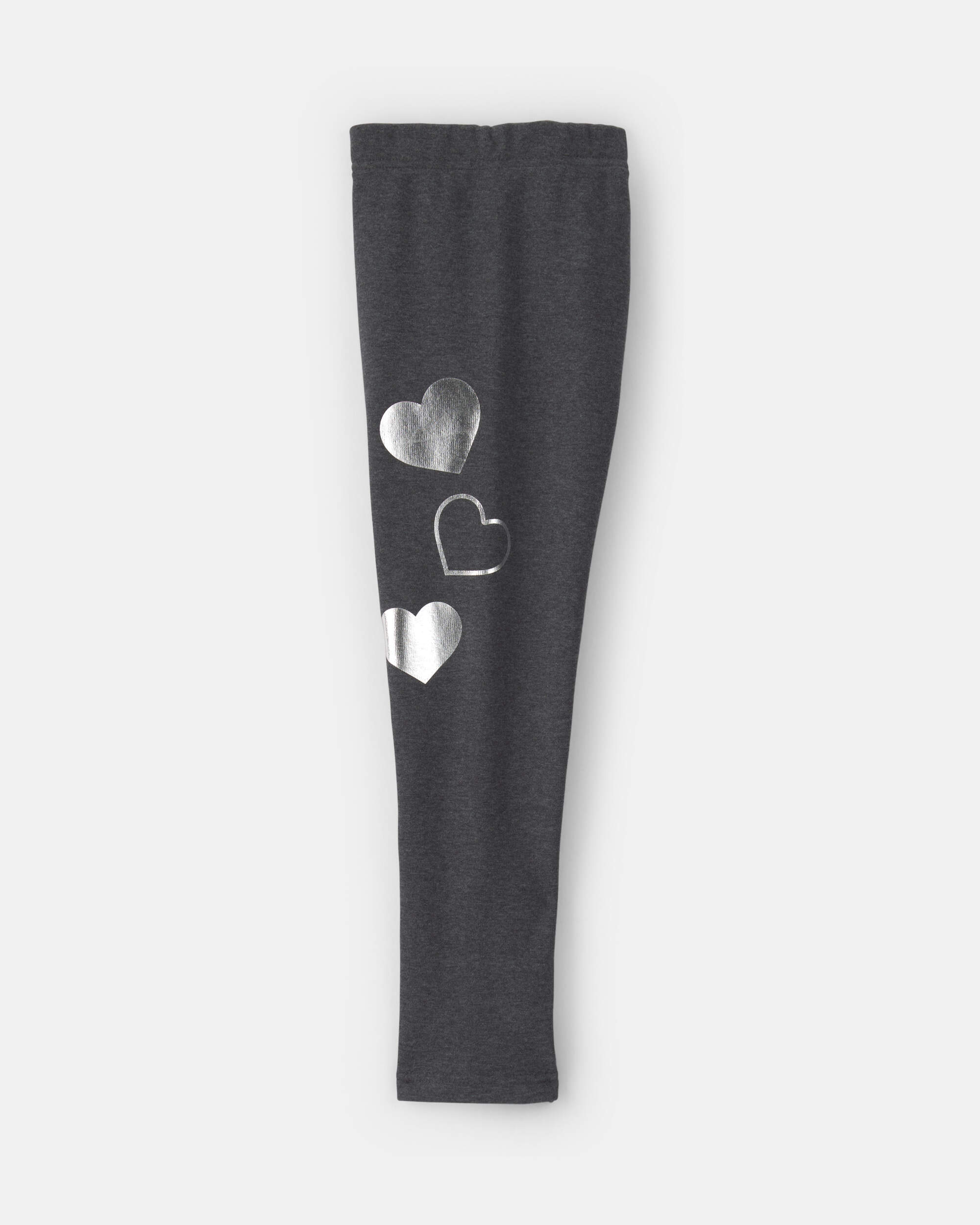Girls Heart Fleece Pull-On Stretch Leggings - Grey