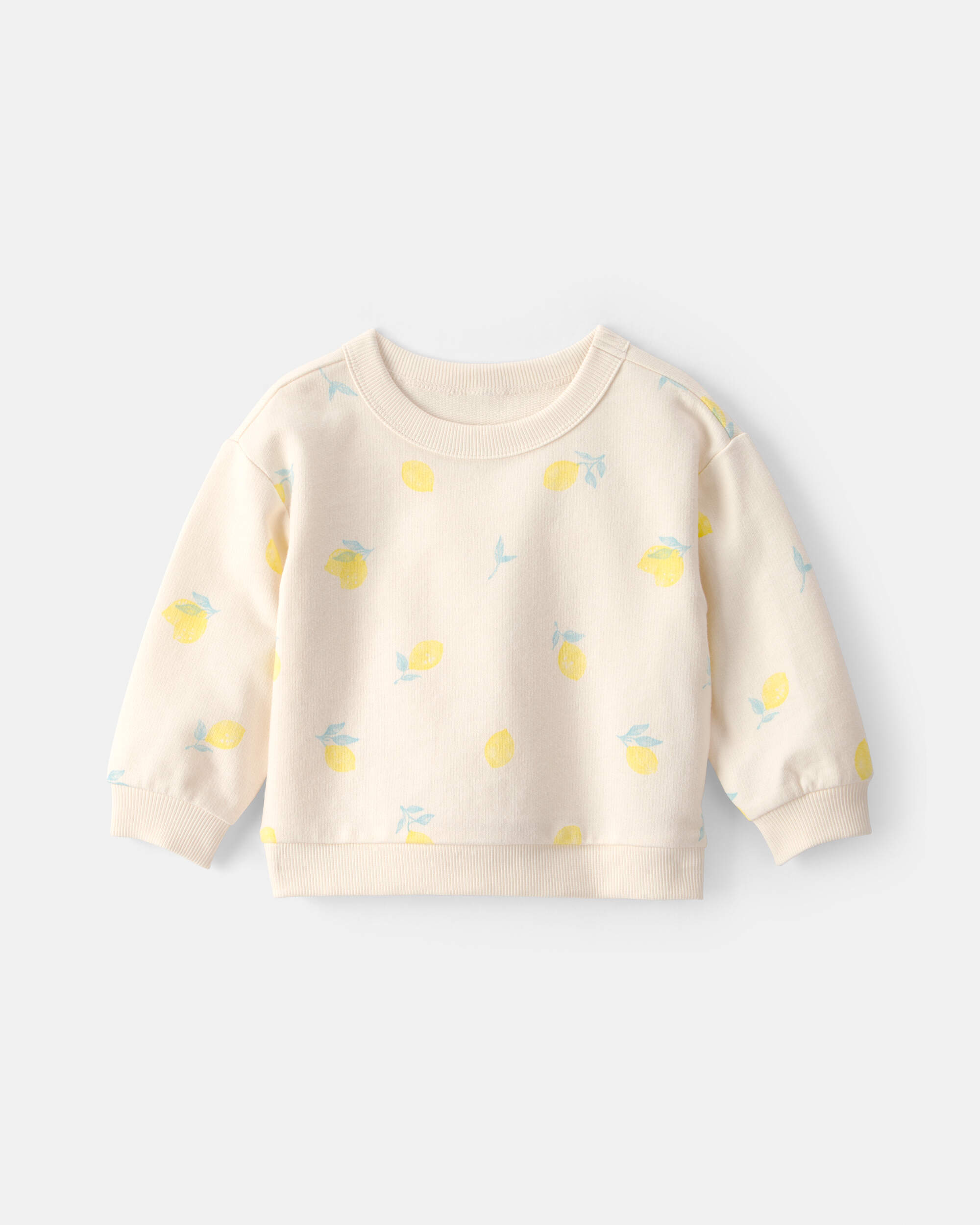 Baby Girl French Terry Pullover Sweatshirt - Lemon