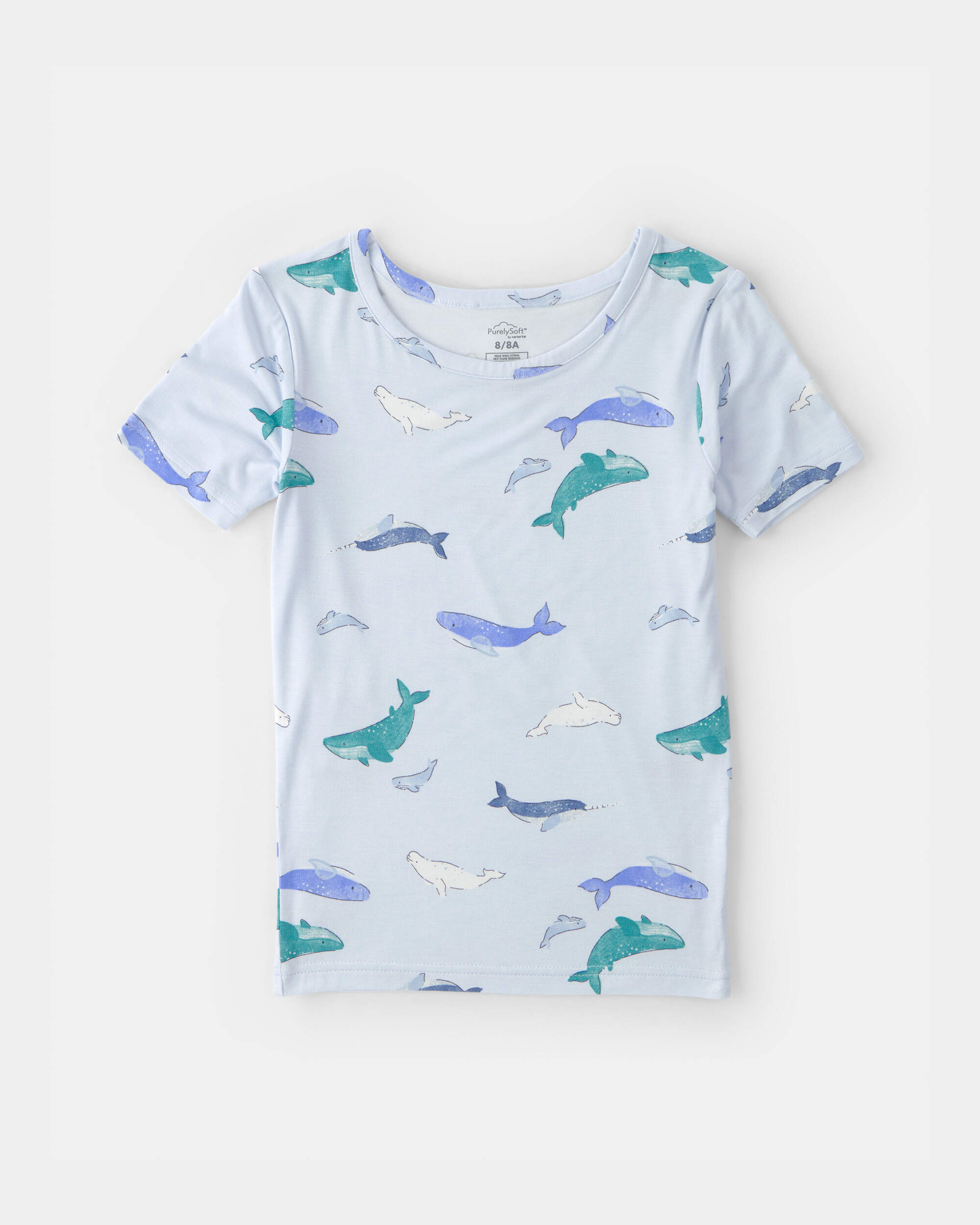 Boys Whale PurelySoft Short-Sleeve Snug Fit 2-Piece Pyjama Set - Blue