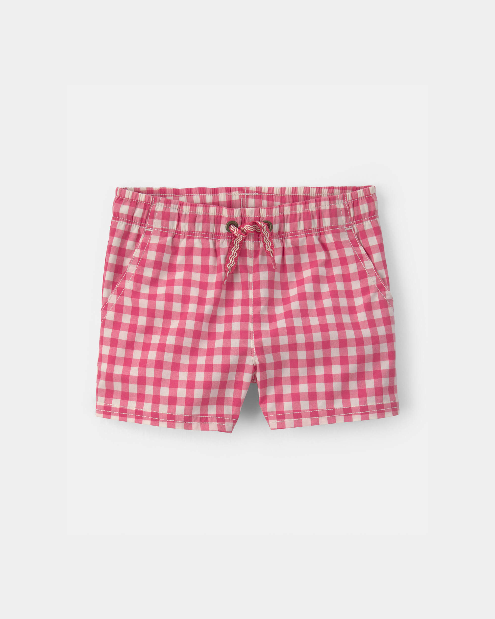 Baby Boy Gingham Poplin Shorts - Red