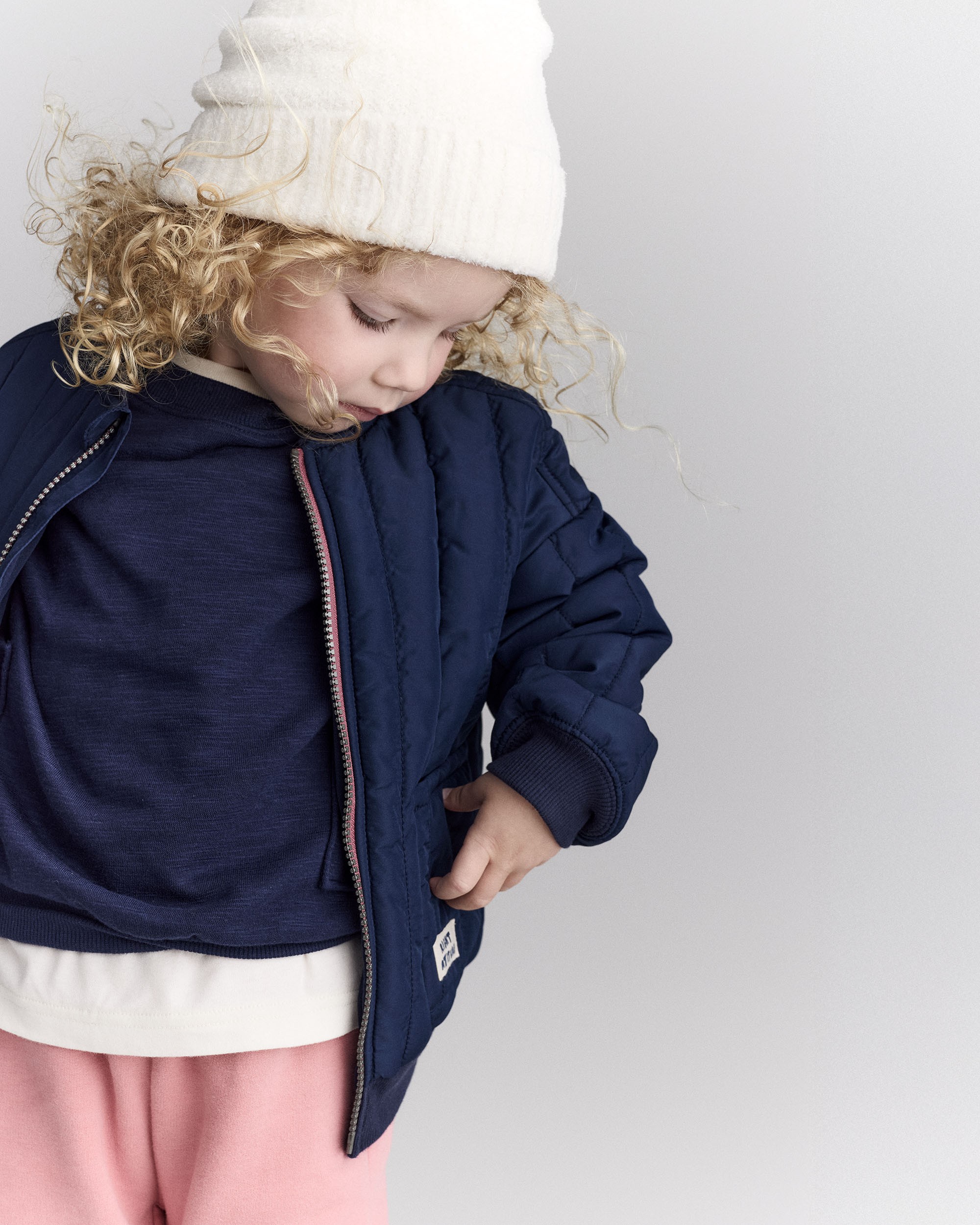 Toddler Quilted Bomber Jacket - Navy