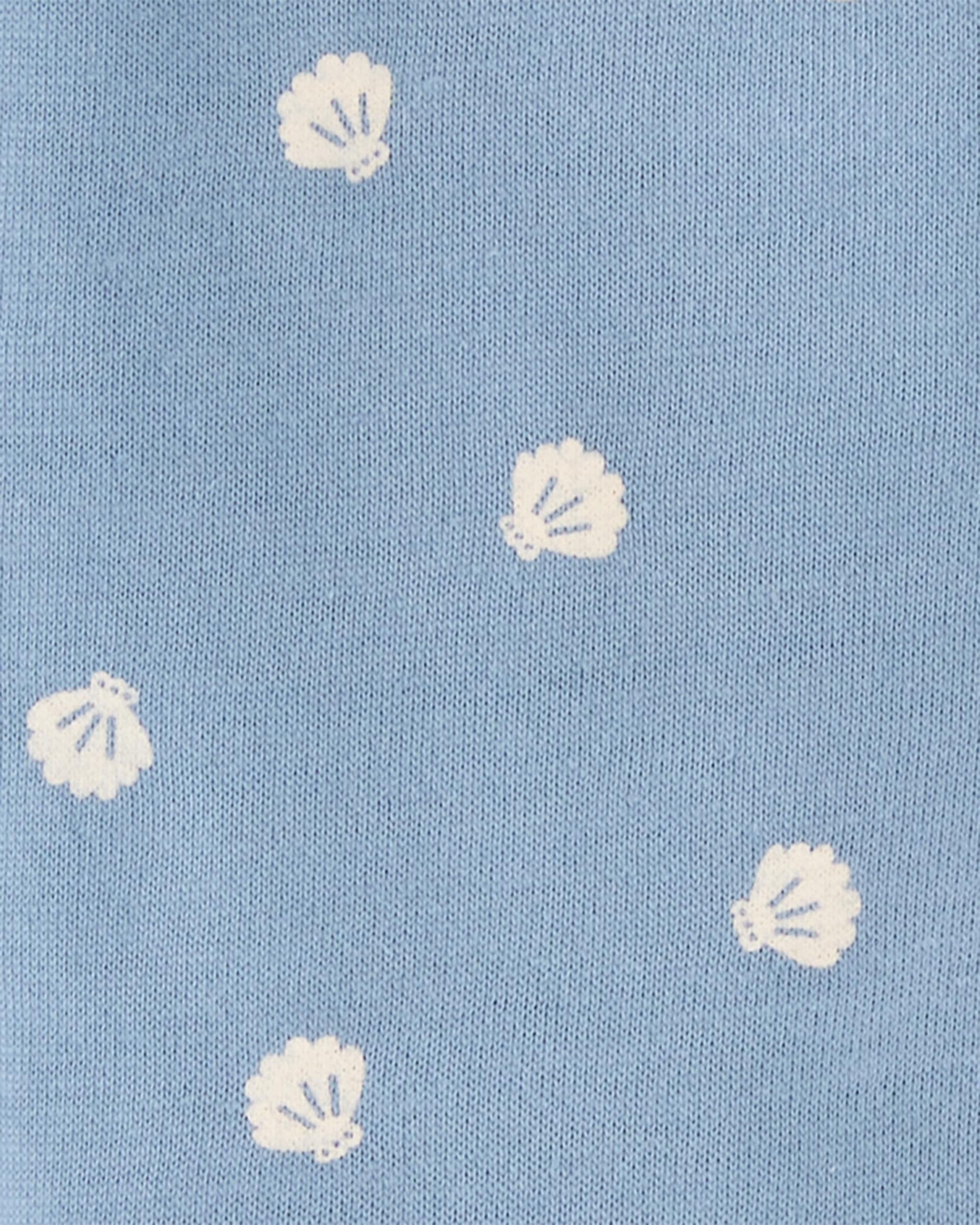 Baby Girl Shell Cotton Romper - Blue