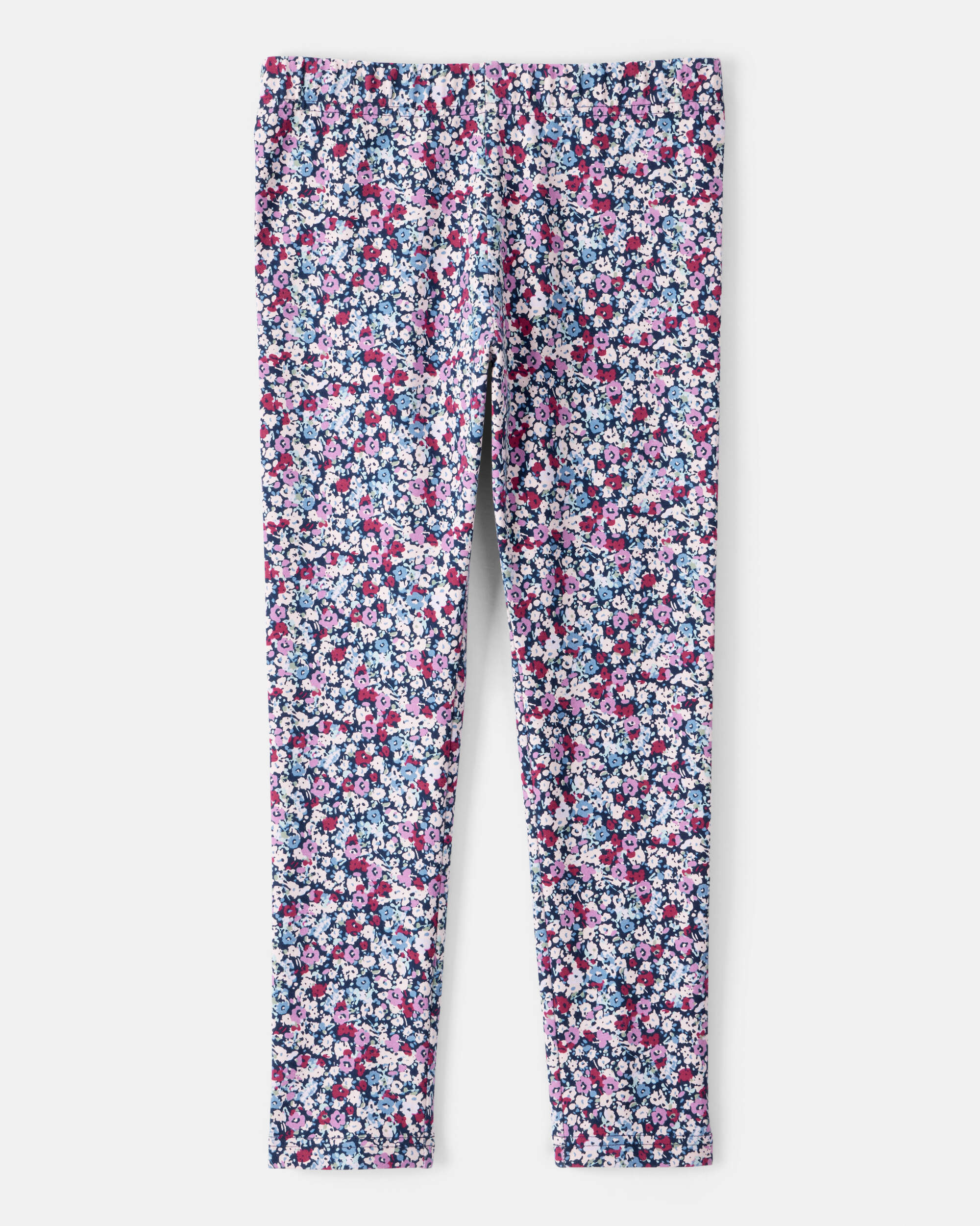 Girls Floral Cotton Pull-On Stretch Leggings