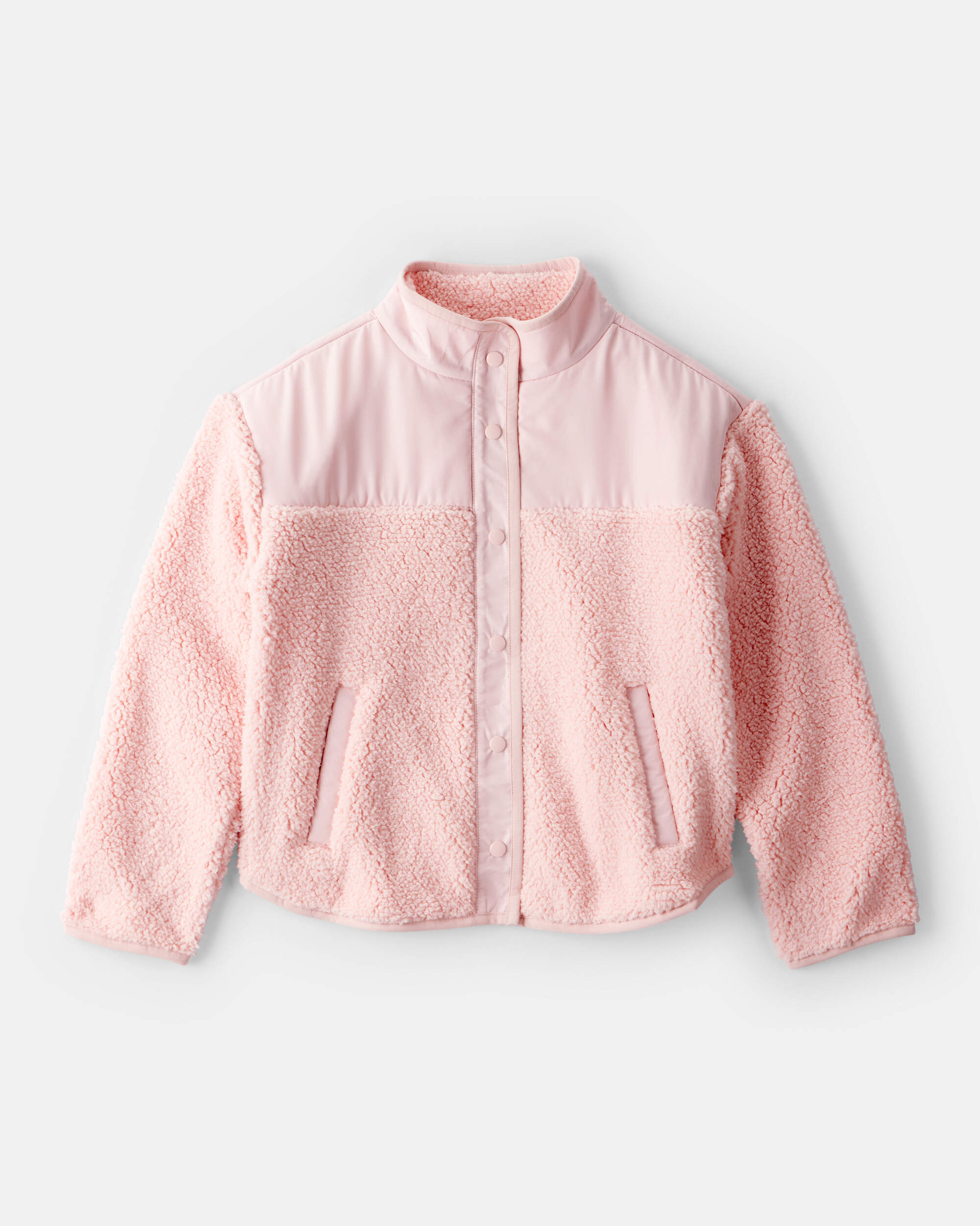 Girls Long-Sleeve Sherpa Jacket - Pink