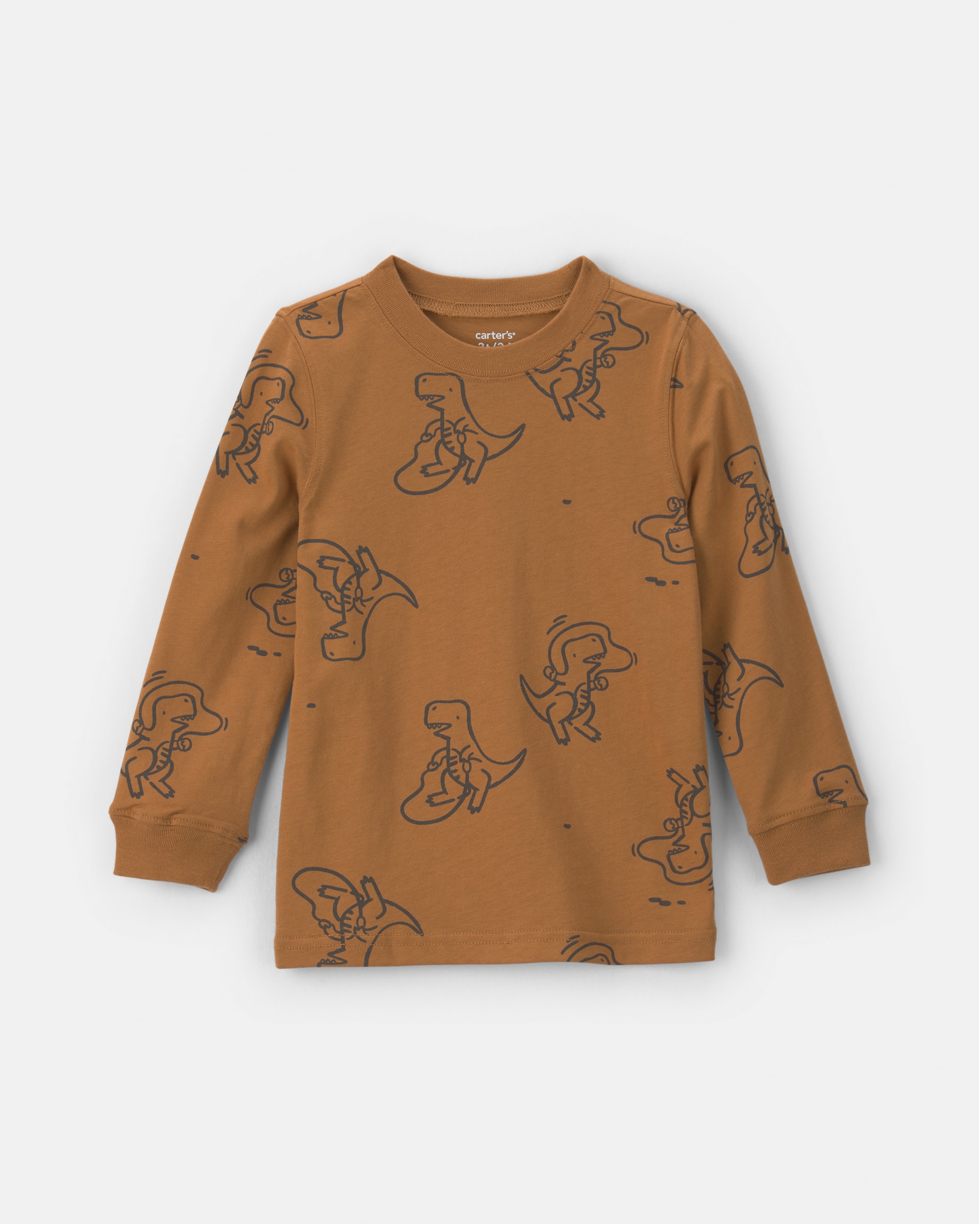 Toddler Boy Dinosaur Long-Sleeve T-Shirt - Brown