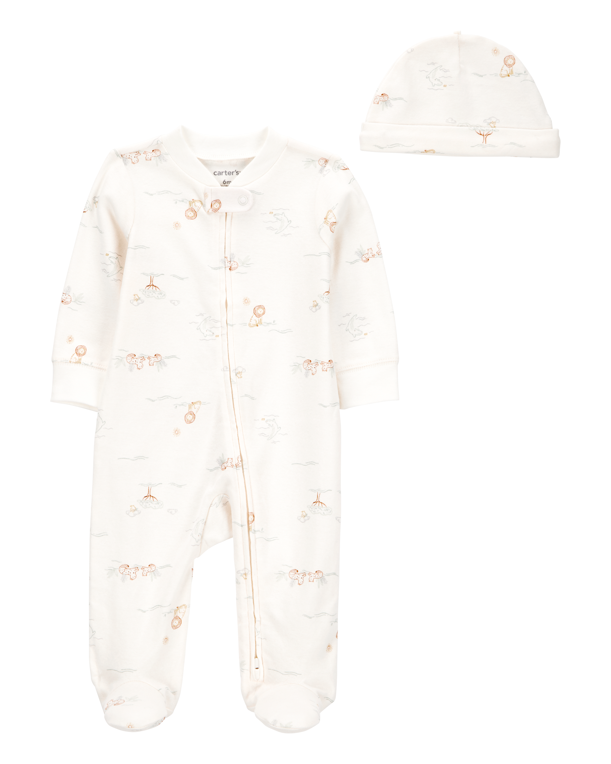Baby Boy 2-Piece 2-Way Zip Sleeper & Cap Set