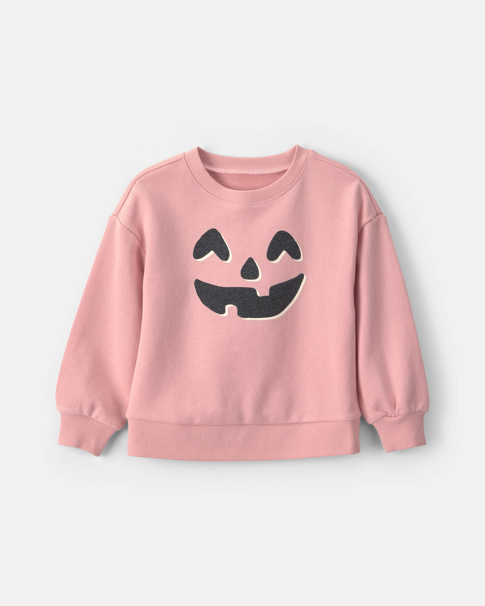 Toddler Girl Pumpkin Halloween French Terry Pullover Sweatshirt - Pink