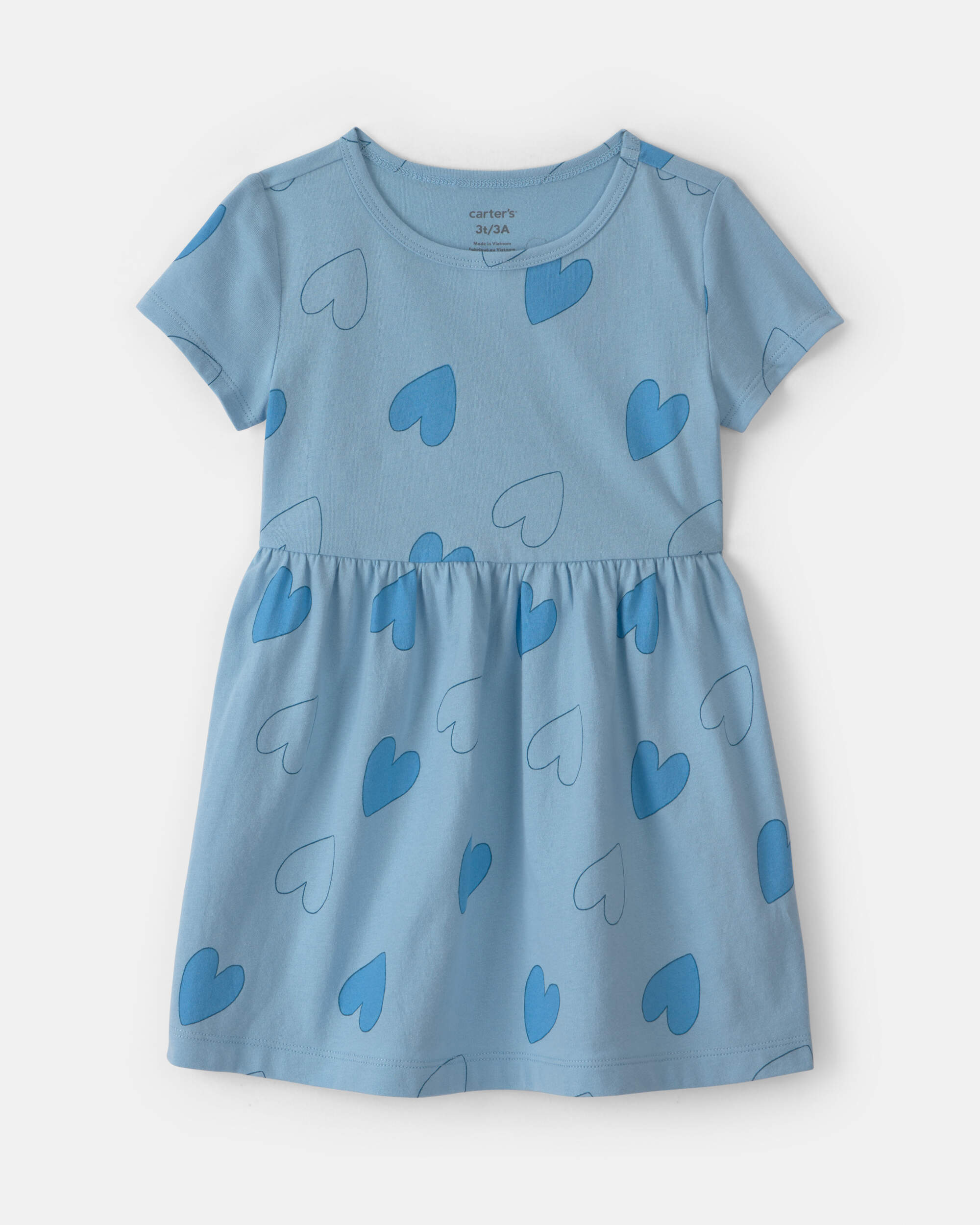 Toddler Girl Heart Short-Sleeve Dress - Blue