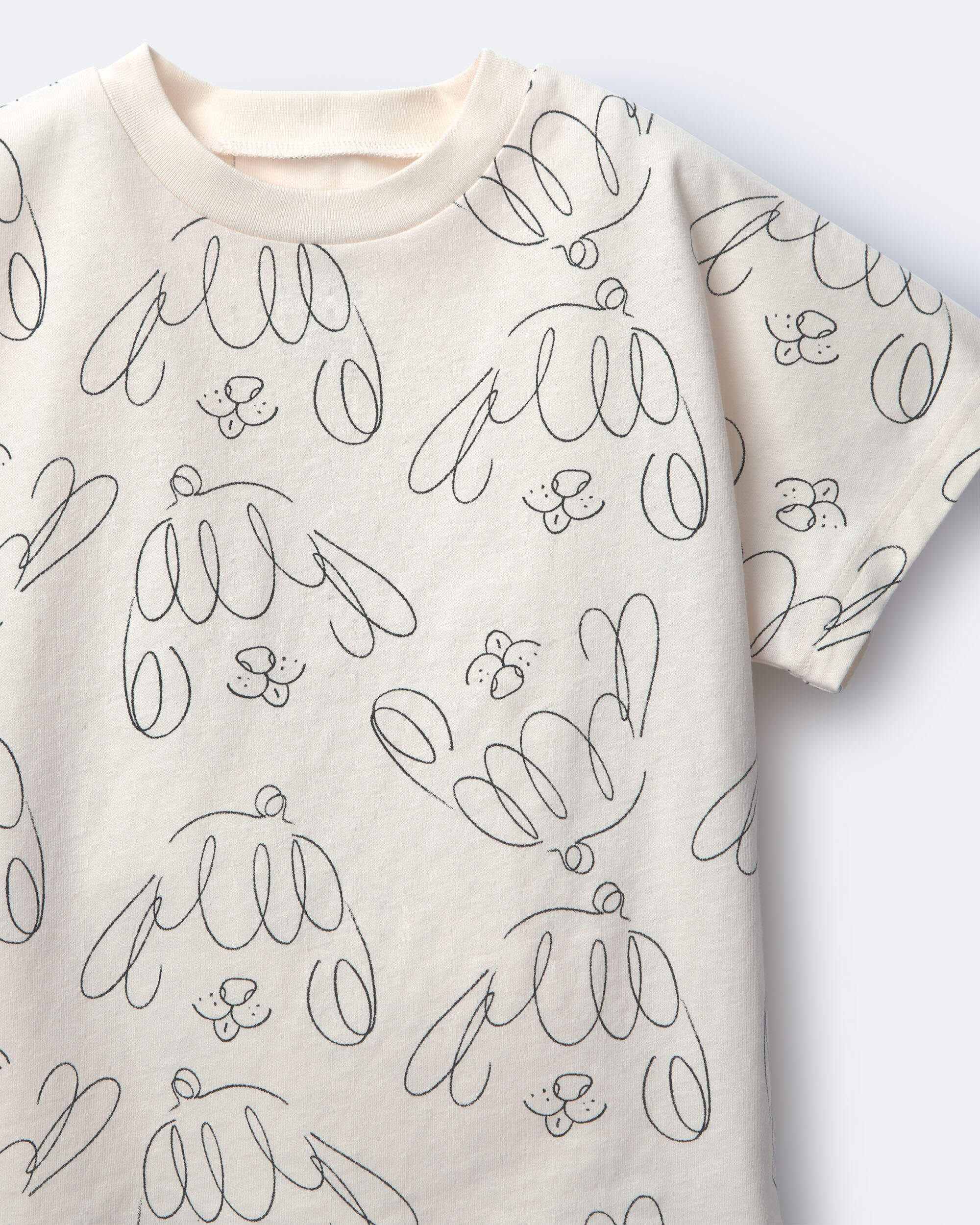 Toddler Dolman Tee Dog Print - Cream