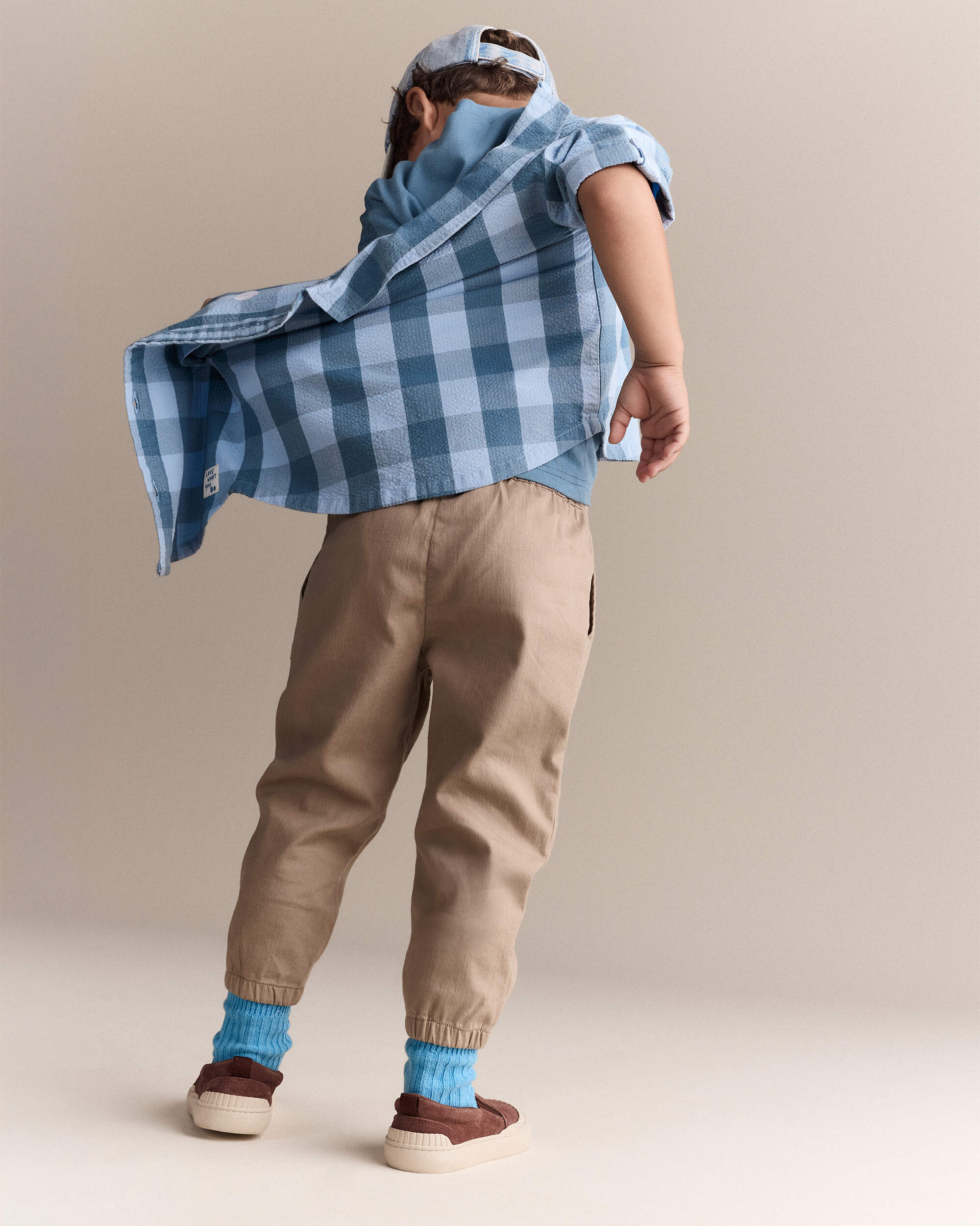 Toddler Boy Button-Down Short-Sleeve Shirt in Plaid - Blue, , hi-res