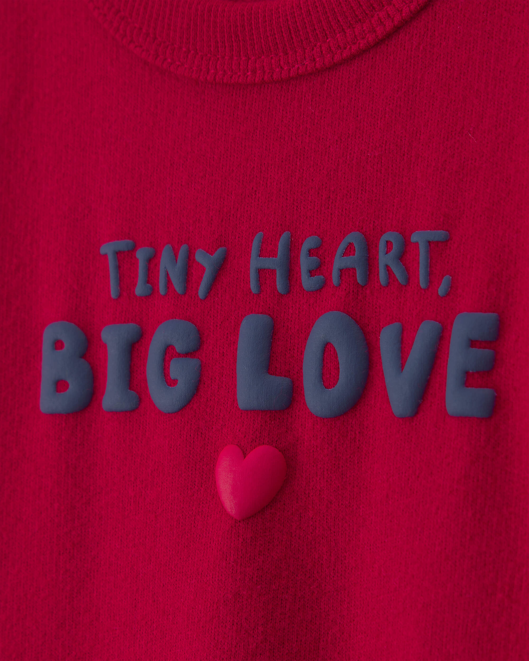 Baby 'Tiny Heart Big Love' Valentine's Day French Terry Long-Sleeve Jumpsuit - Red