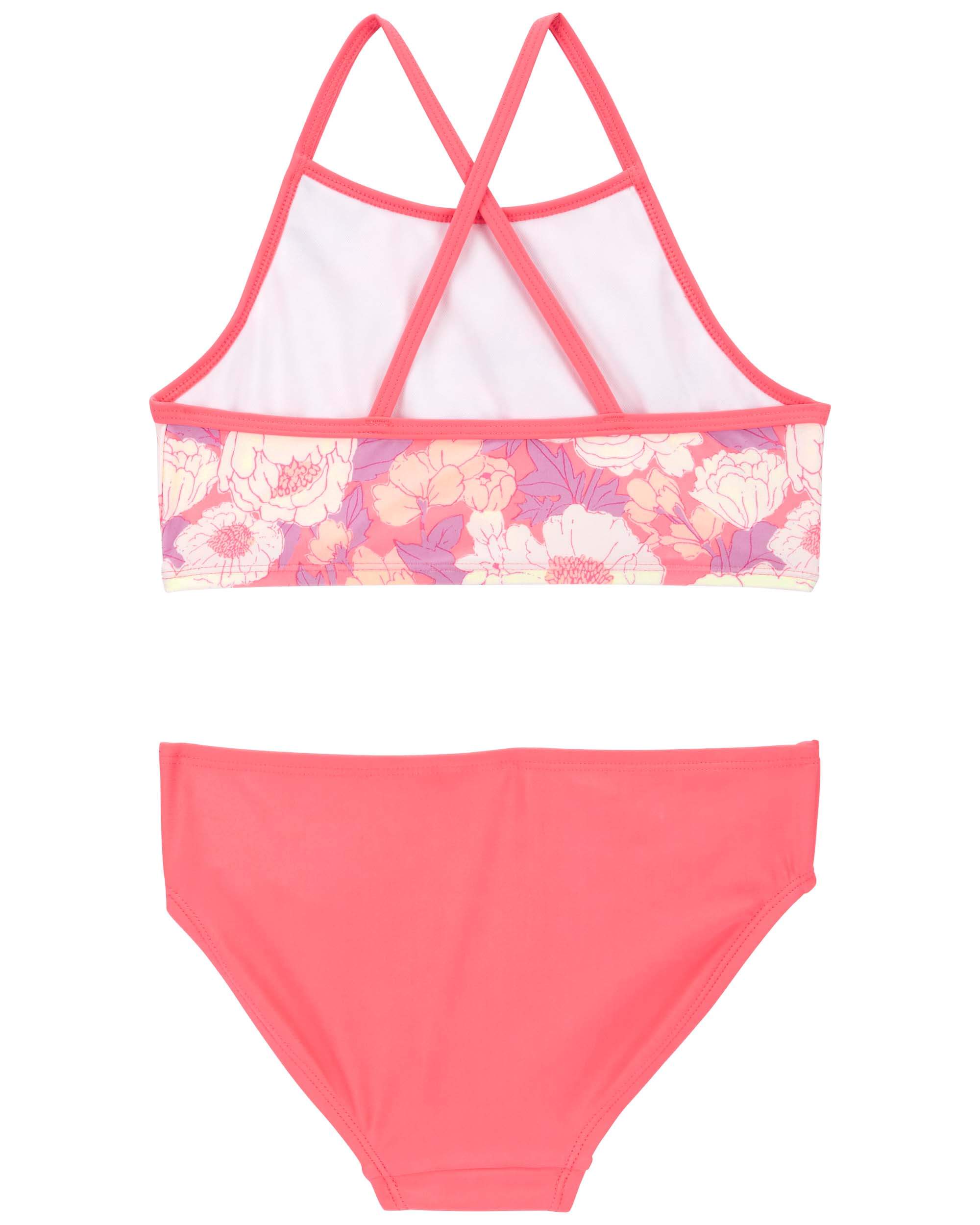 Pink 3-Piece Floral Print Rashguard Swimsuit Set