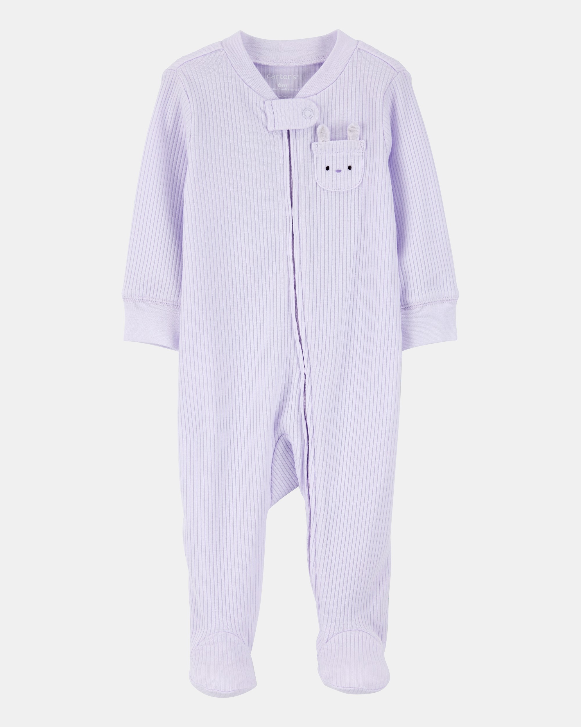 Baby Girl Bunny 2-Way Zip Ribbed Sleeper pyjamas