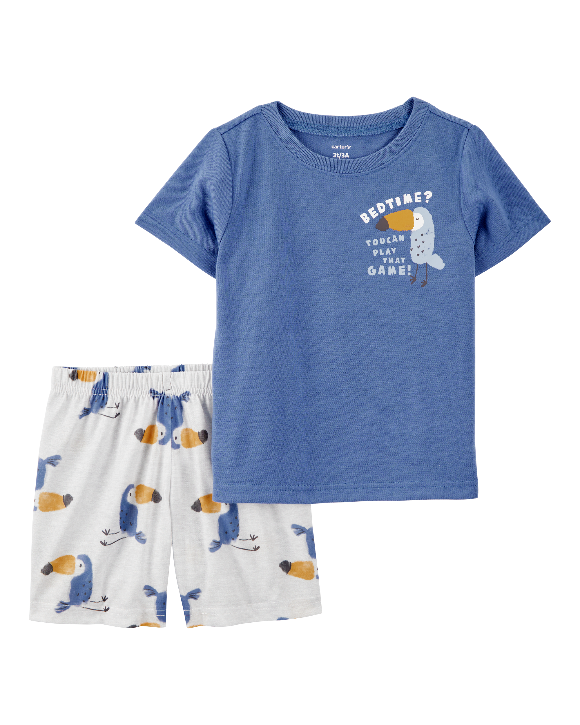 Toddler Boy Bird Print Loose Fit 2-Piece Pyjamas - Blue