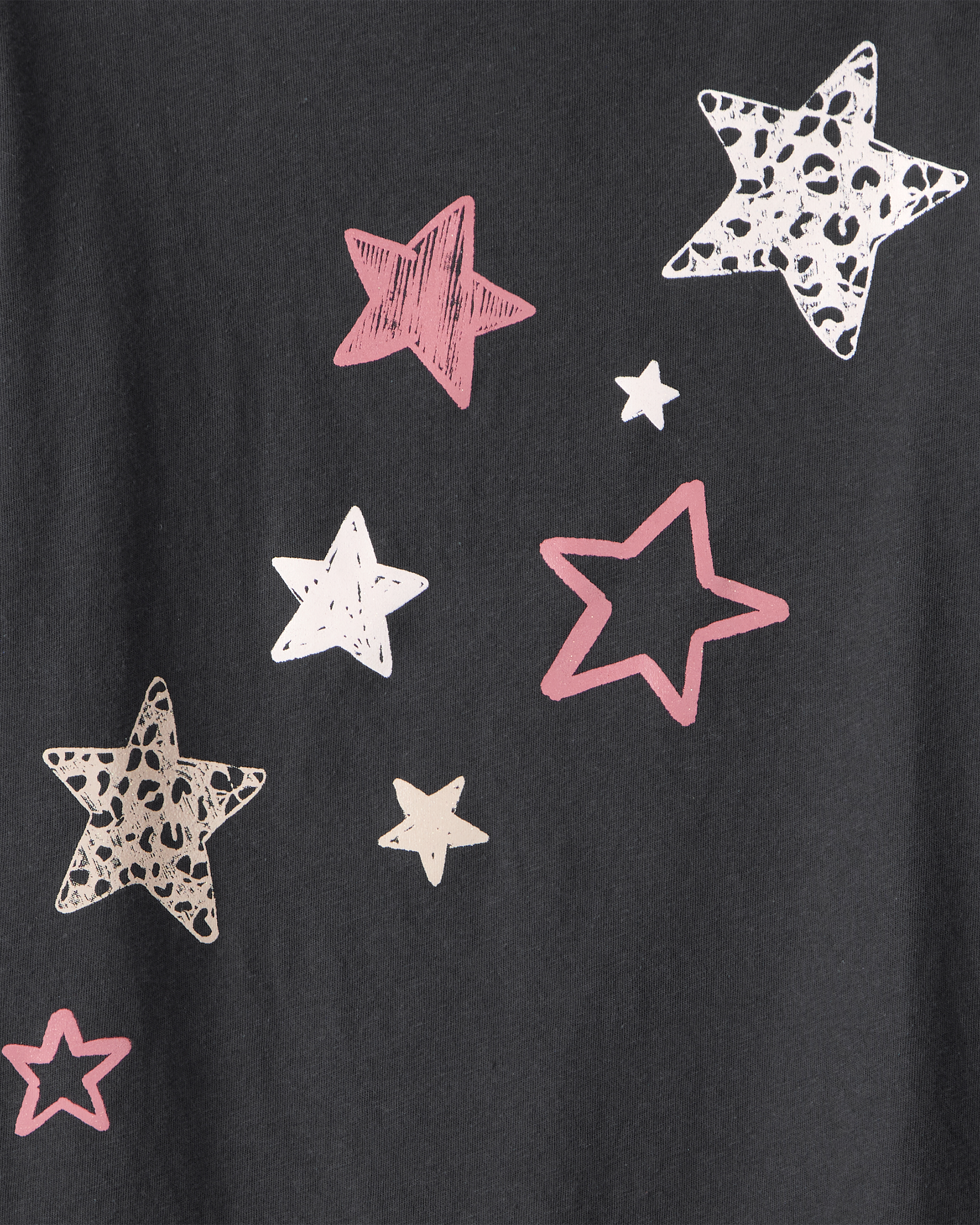Girls Cheetah Stars Long-Sleeve Graphic Tee - Black