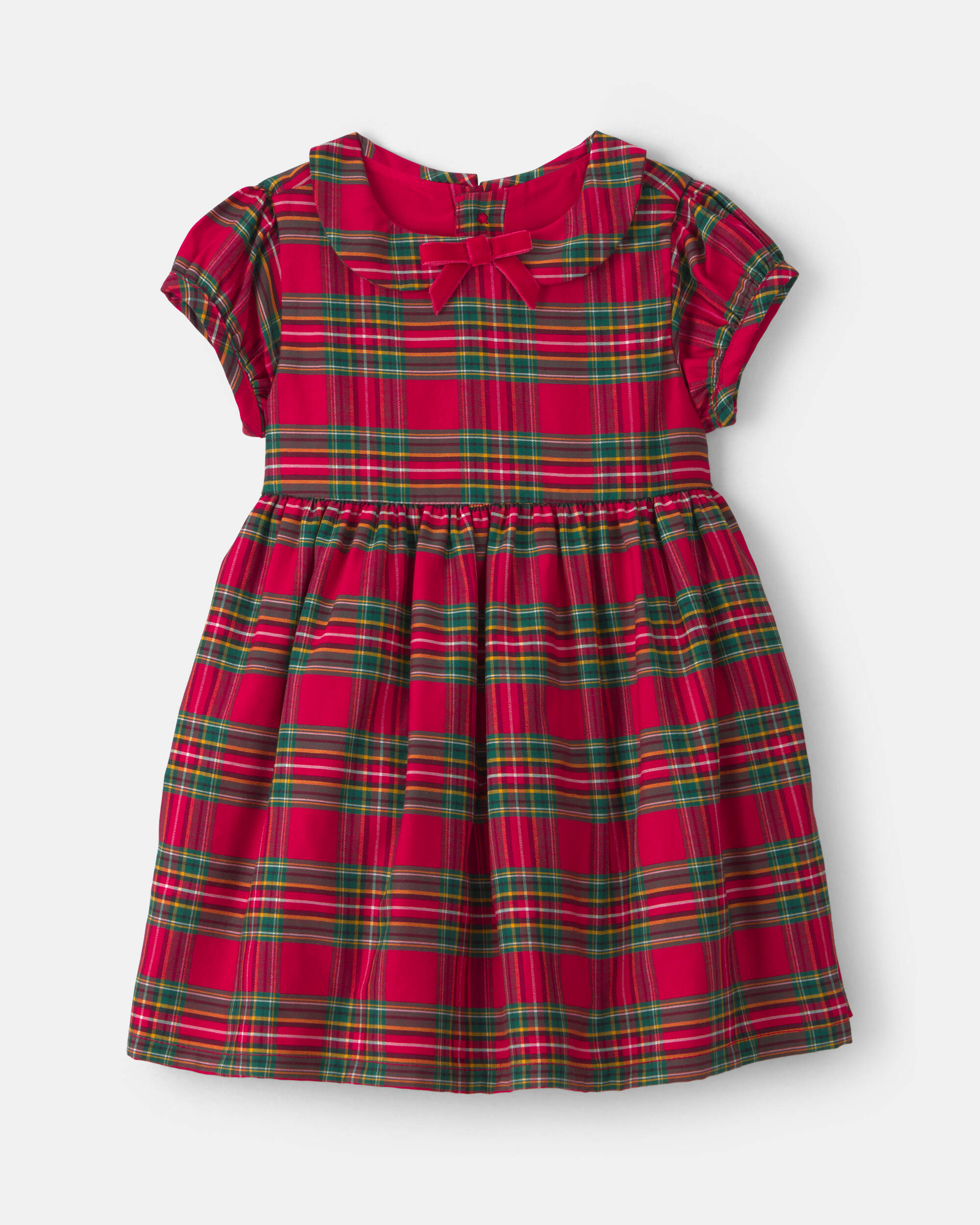 Baby Girl Holiday Plaid Short-Sleeve Dress - Red